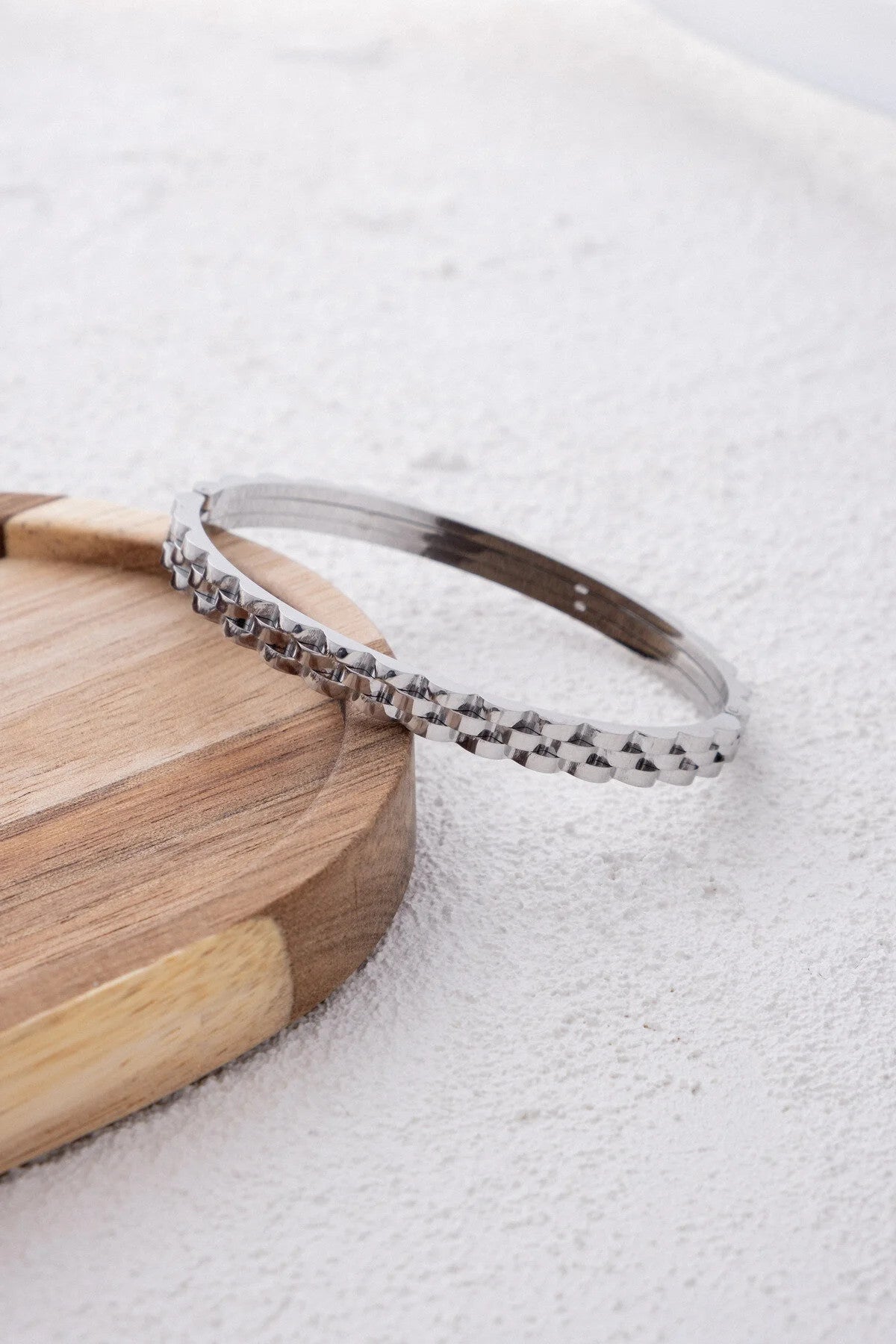 Çelik Saat Kordon Kelepçe Bileklik Kararmaz Gümüş 18cm