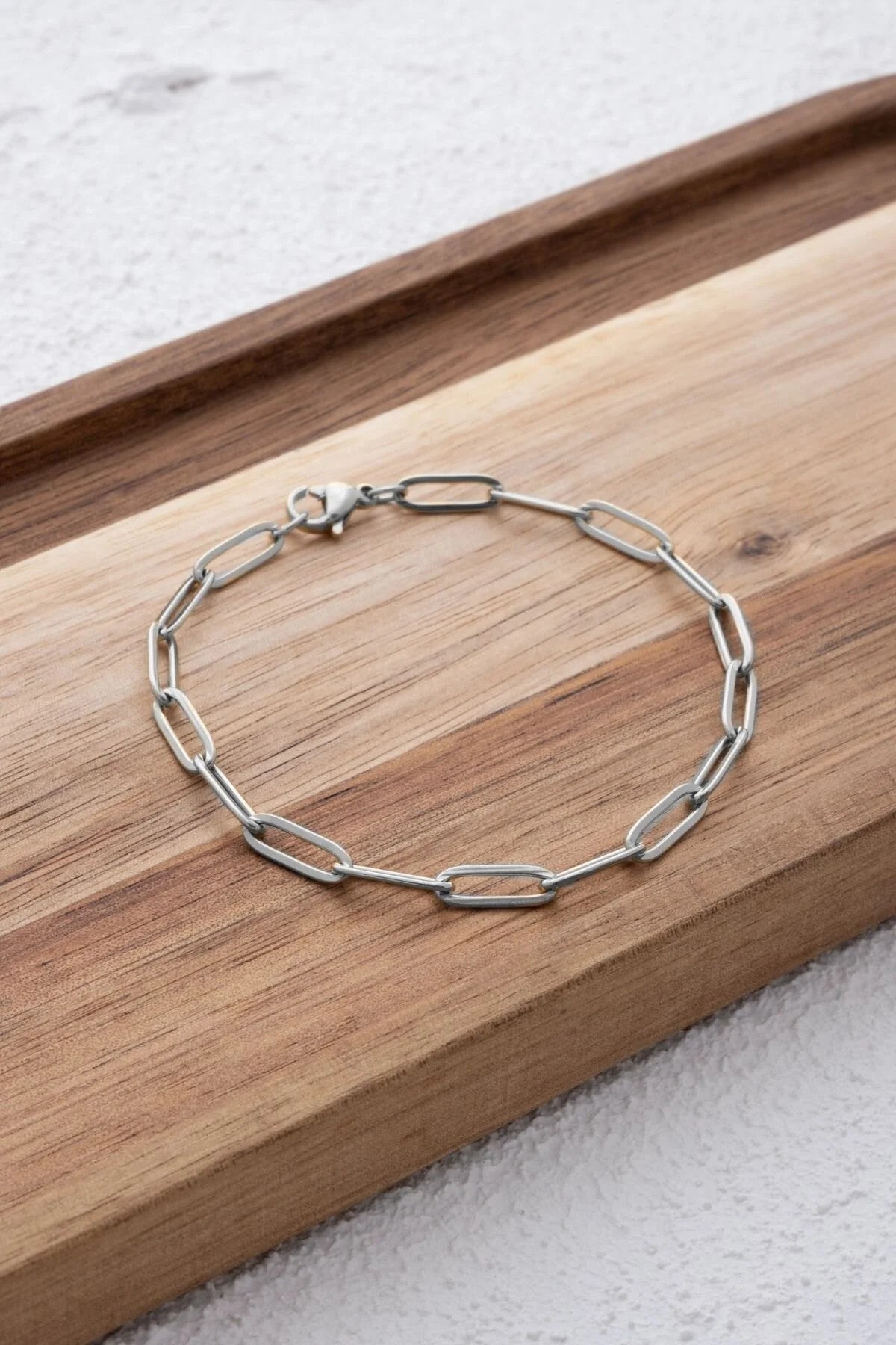 Çelik Ataç Zincir Bileklik Oval Halka 4mm 17cm+4cm&21cm Günlük Kullanıma Uygun Kablo Zincir Bileklik