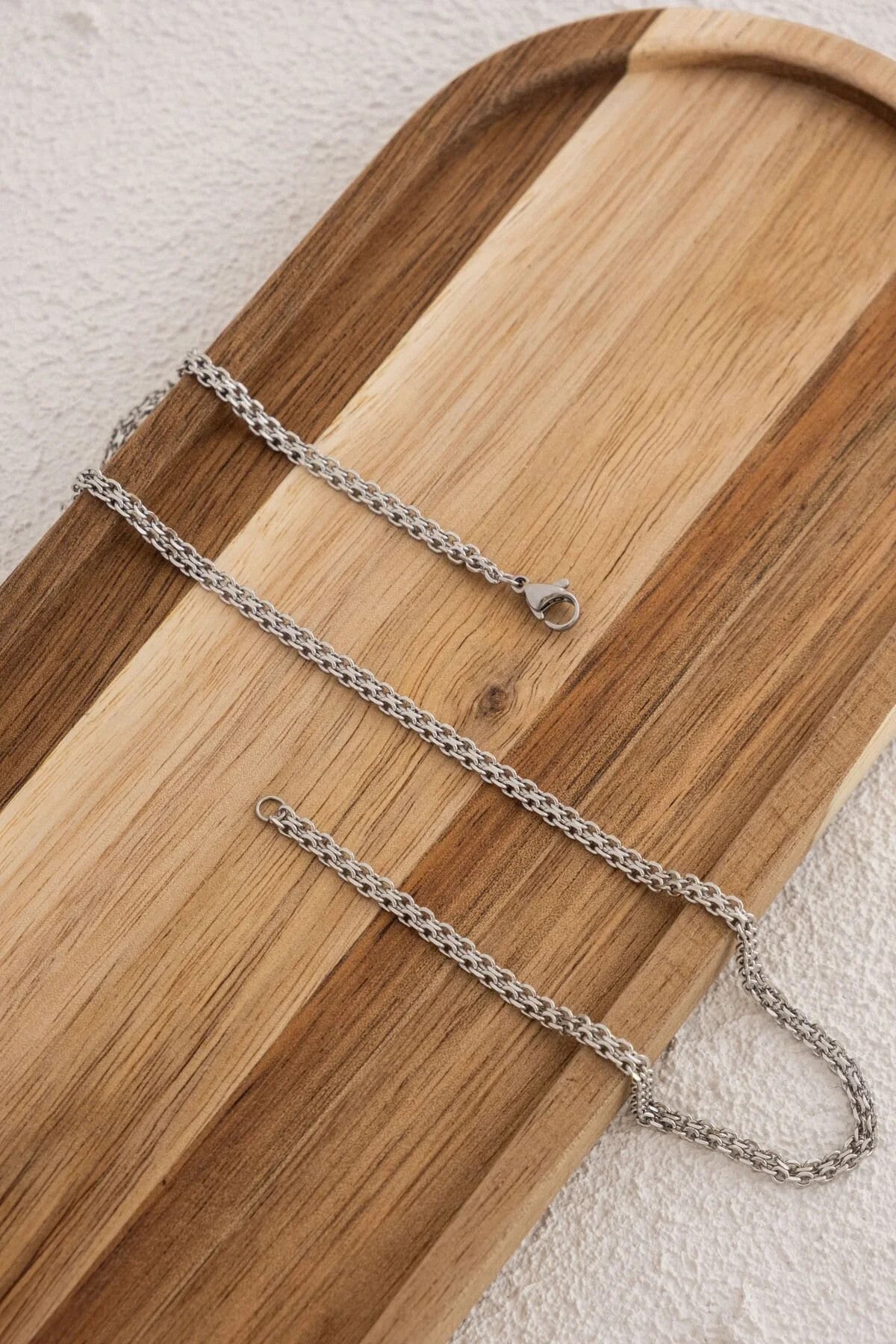 Çelik Örme Bel Zinciri Günlük Kullanıma Uygun İç İçe Geçmeli Klasik Forse Zincir 60-75cm 3mm