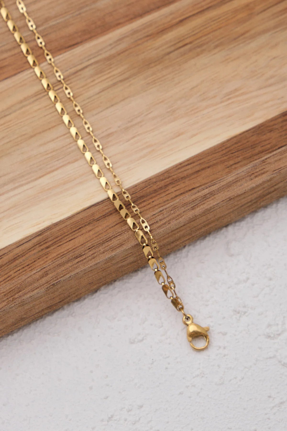 Çelik 2'li Kombin Papağan Ve Dokulu Fermuar Zincir Halhal Minimal Kararmaz 22+4cm