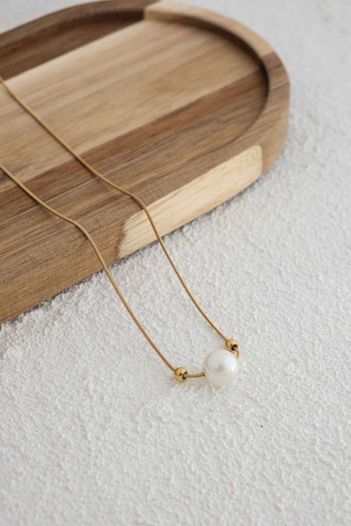 Çelik İnci Kolye Kararmaz Toplu Tek İnci Kolye 40cm+5cm