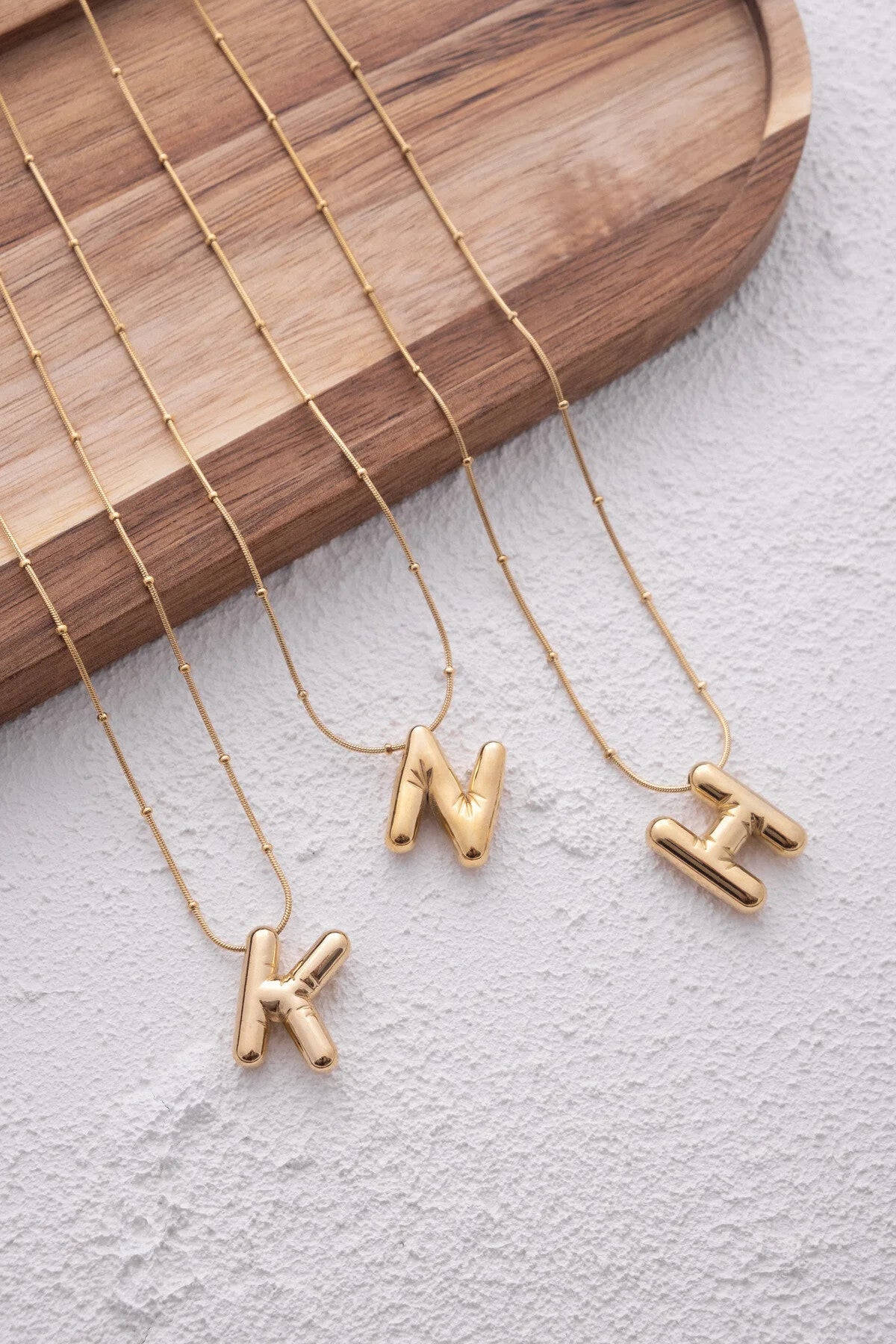 Çelik Harfli "H" Bubble Balon Kolye Balık Sırtı Toplu Zincir H Harfi 45cm