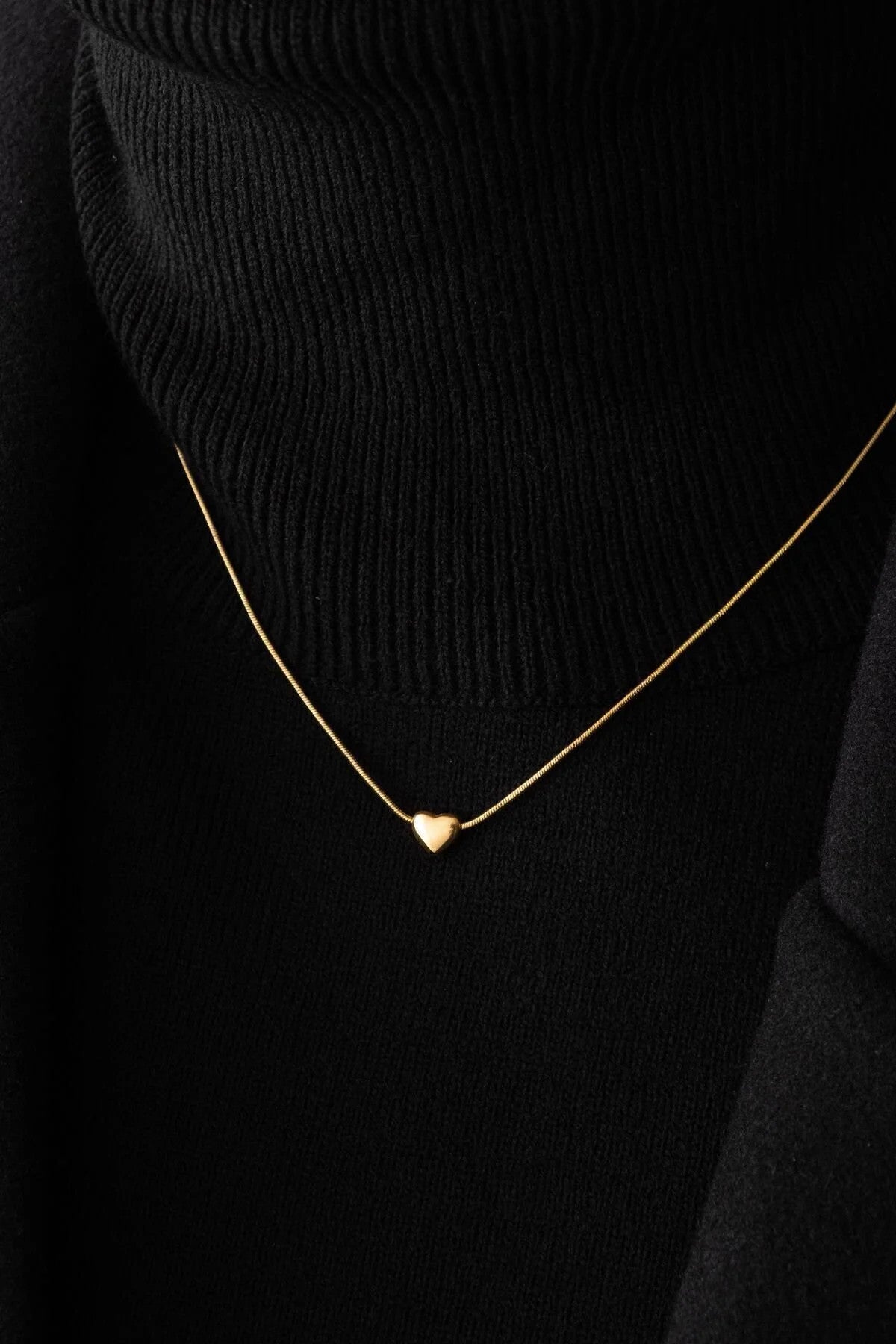 Çelik Minik Kalp Kolye İnce Balık Sırtı Zincirli Kararmaz 45cm