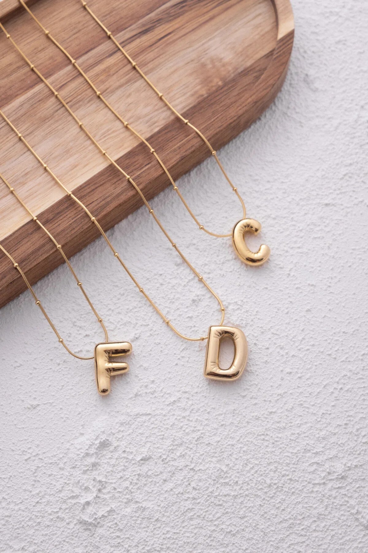 Çelik Harfli "F" Bubble Balon Kolye Balık Sırtı Toplu Zincir F Harfi 45cm