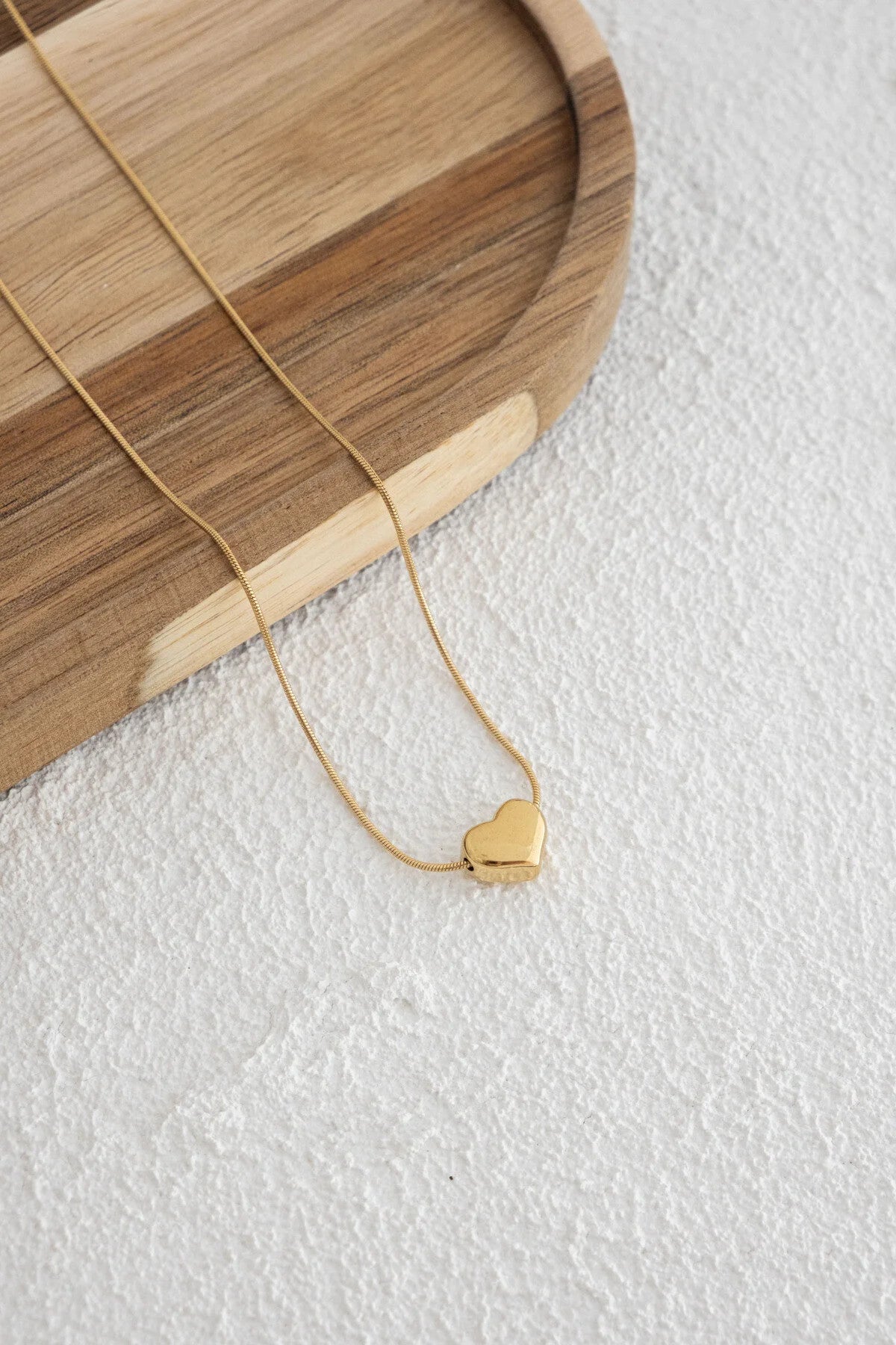 Çelik Kalp Kolye Balık Sırtı Yılan Zincirli Kararmaz 45cm