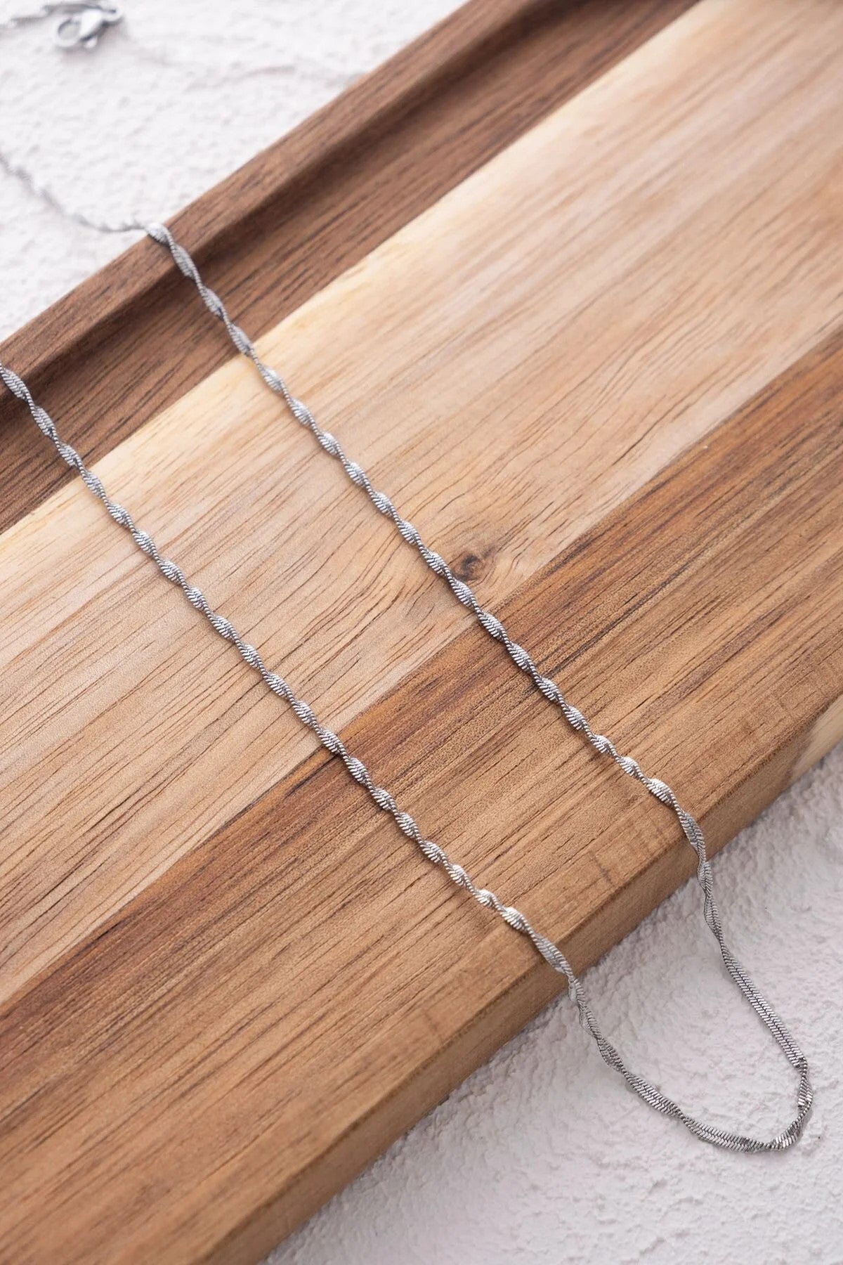 Çelik Ince Singapur Zincir Kolye Ince Burgu Zincir 1mm Zarif Minimal 45cm&60cm