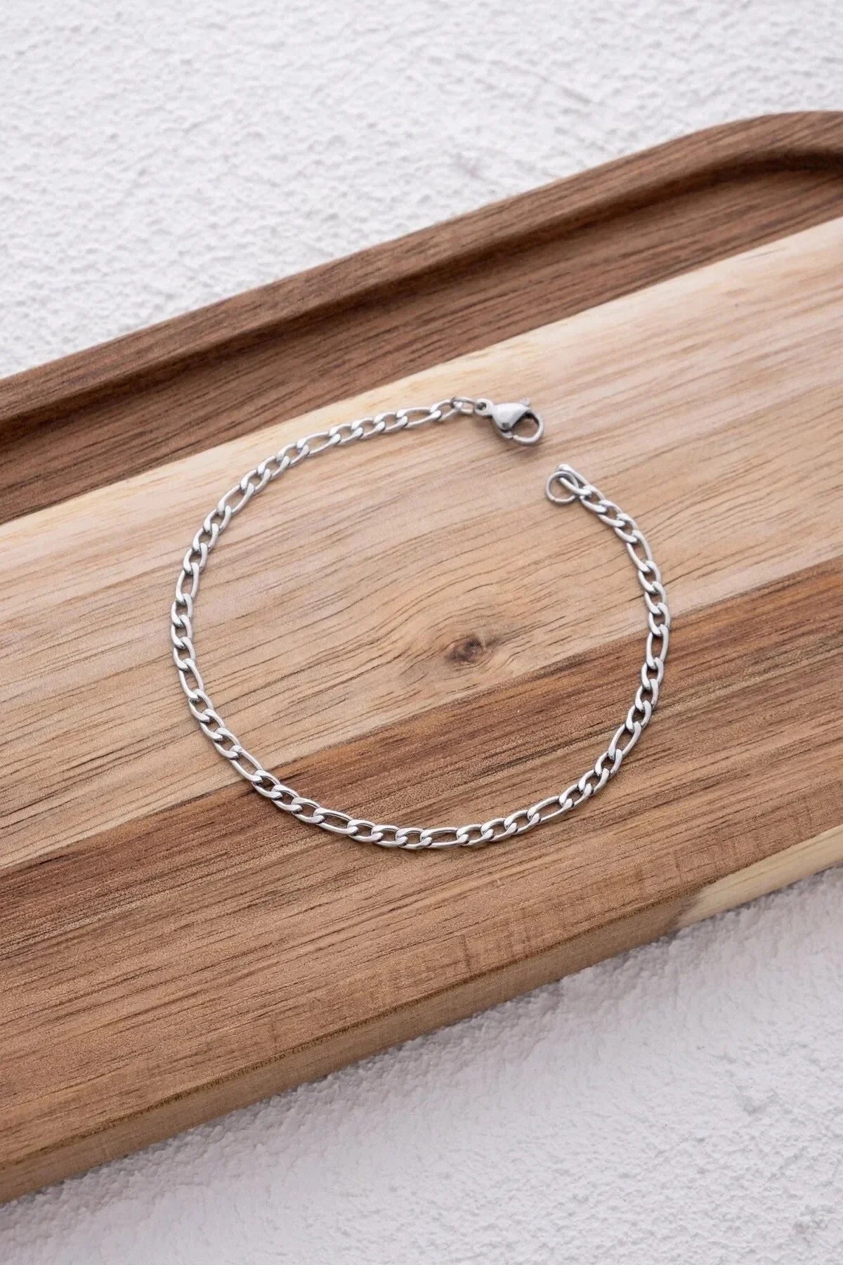 Çelik Figaro Zincir Erkek Bileklik 3mm Kararmaz 20cm