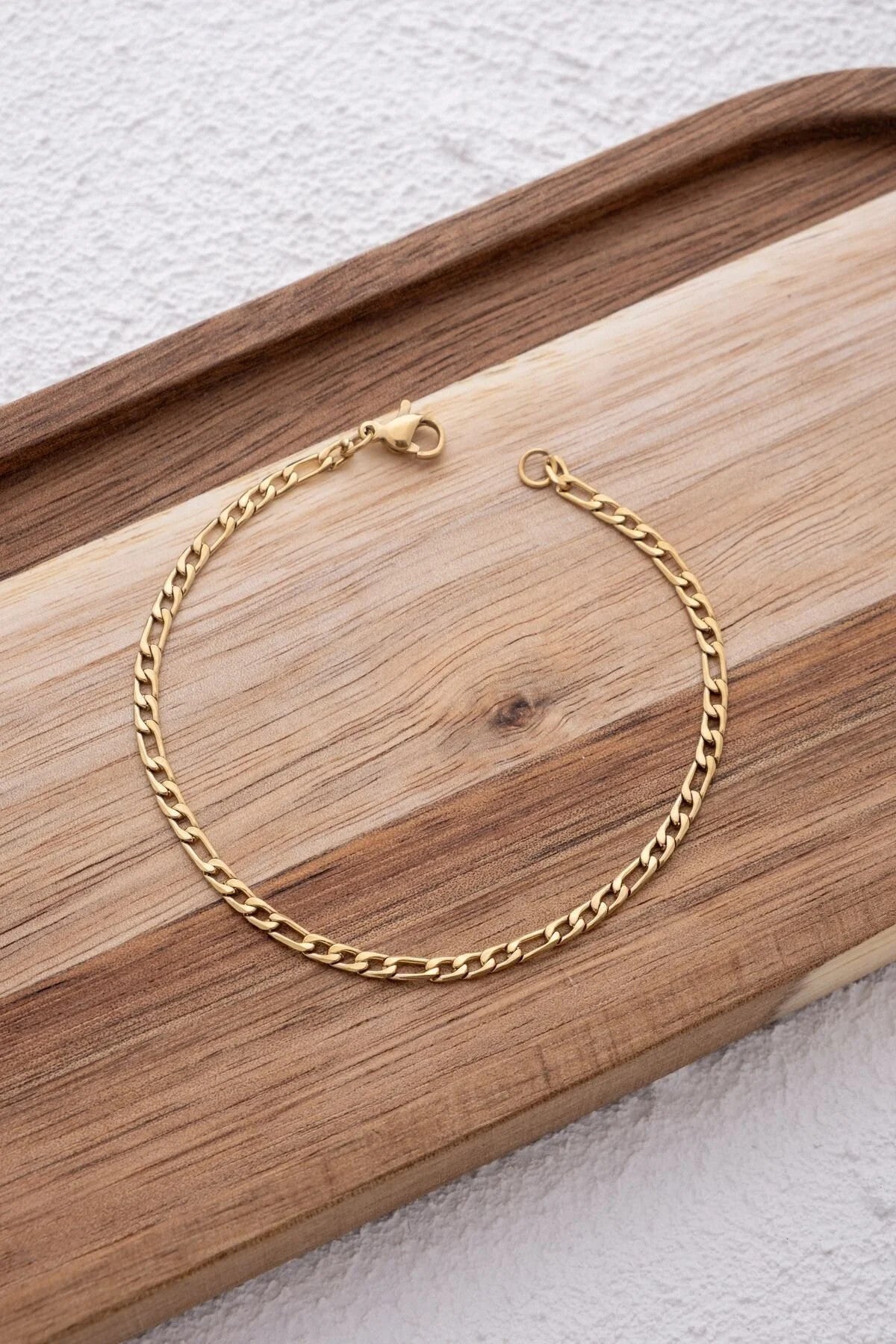 Çelik Ince Figaro Zincir Halhal Denizde Yazın Günlük Kullanıma Uygun Kararmaz Halhal 3mm 22cm 4cm