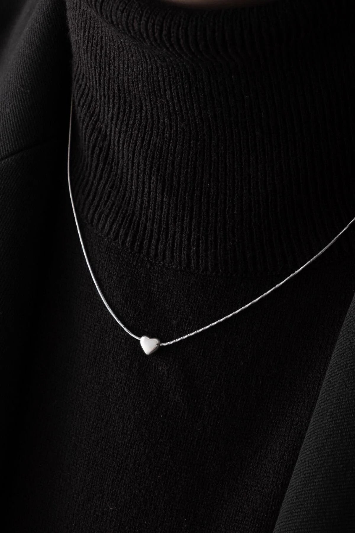 Çelik Minik Kalp Kolye Kararmaz 40cm 5cm