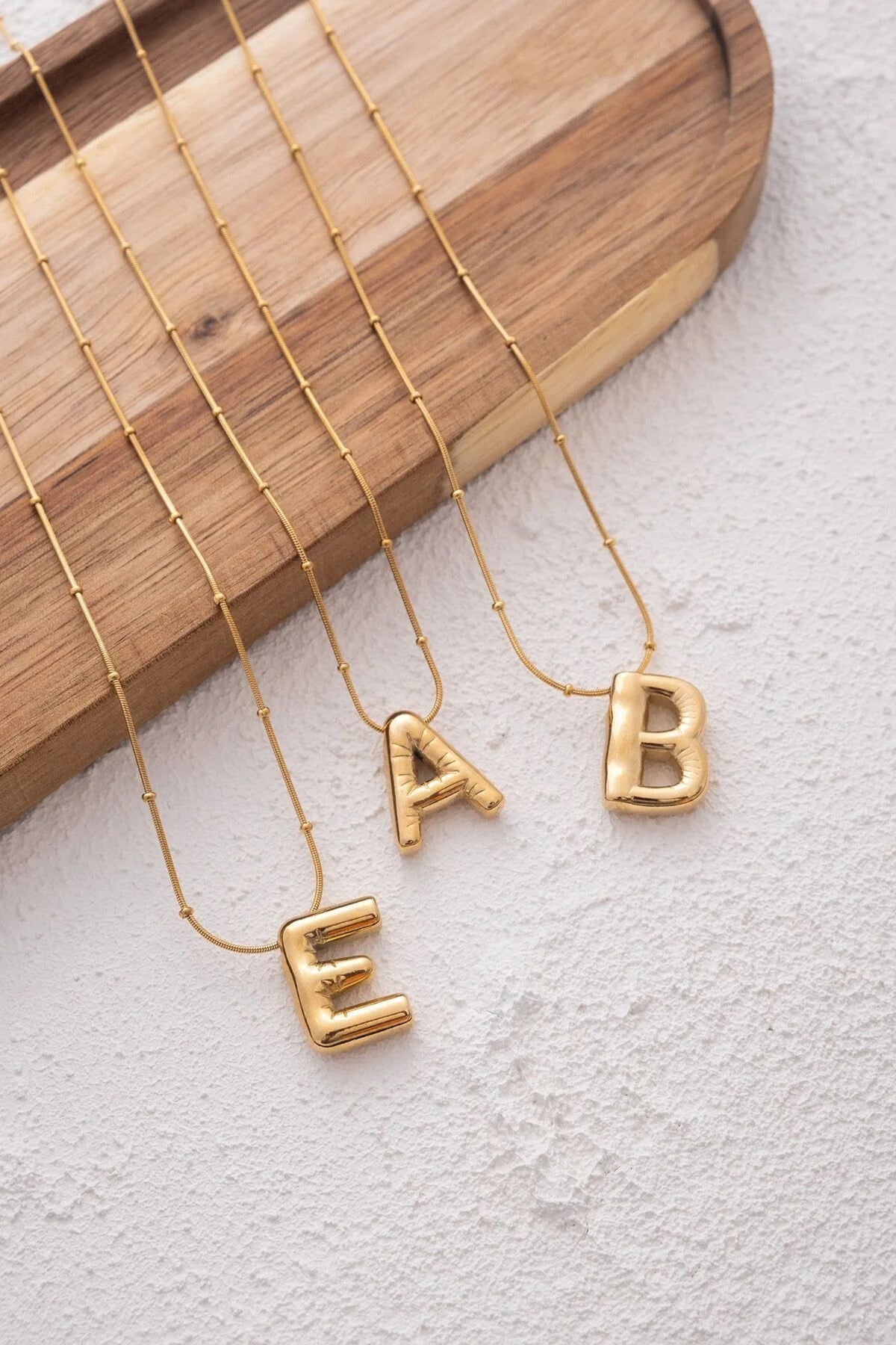 Çelik Harfli "E" Bubble Balon Kolye Balık Sırtı Toplu Zincir E Harfi 45cm