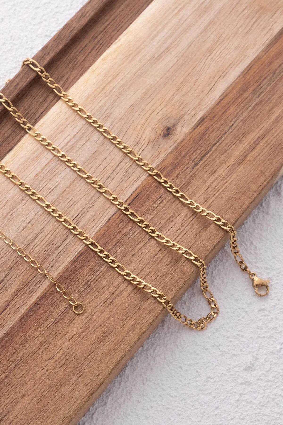 Çelik Ince Figaro Bel Zinciri Denizde Yazın Günlük Kullanıma Uygun Kararmaz Zincir 60-75cm 3mm