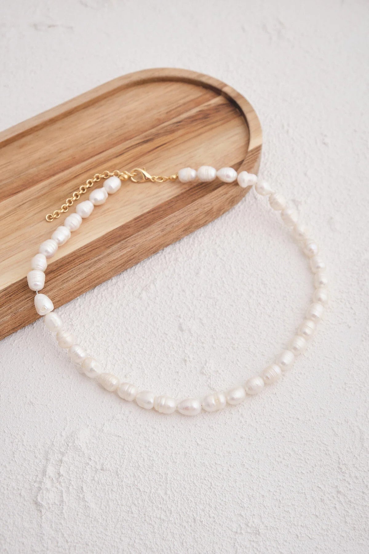 İnci Doğal Taş Kolye 40cm+5cm