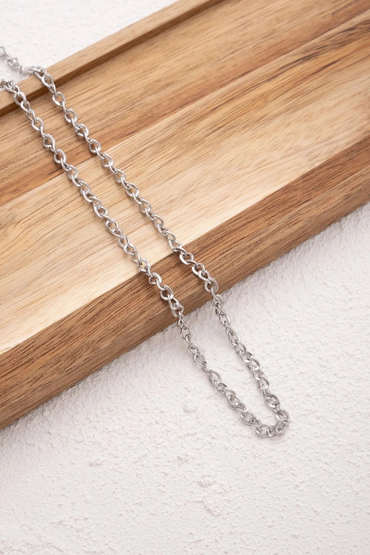 Çelik Dokulu Erkek Zincir Kolye Forse Zincir 4mm Kararmaz