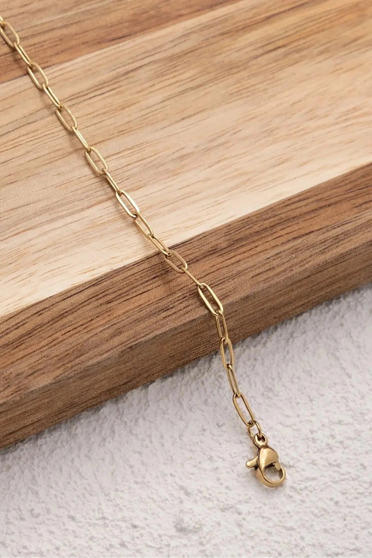 Çelik Ataç Oval Erkek Zincir Bileklik 2mm Kararmaz Halka Zincir 20cm