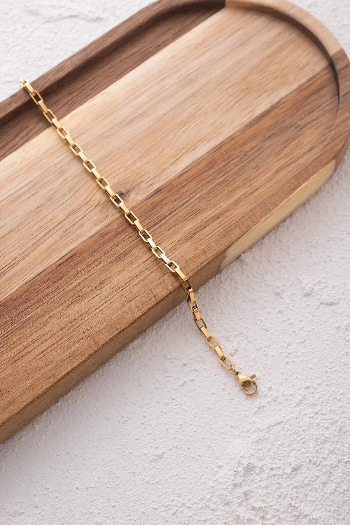 Çelik Dikdörtgen Erkek Zincir Bileklik 3mm Kararmaz 20cm