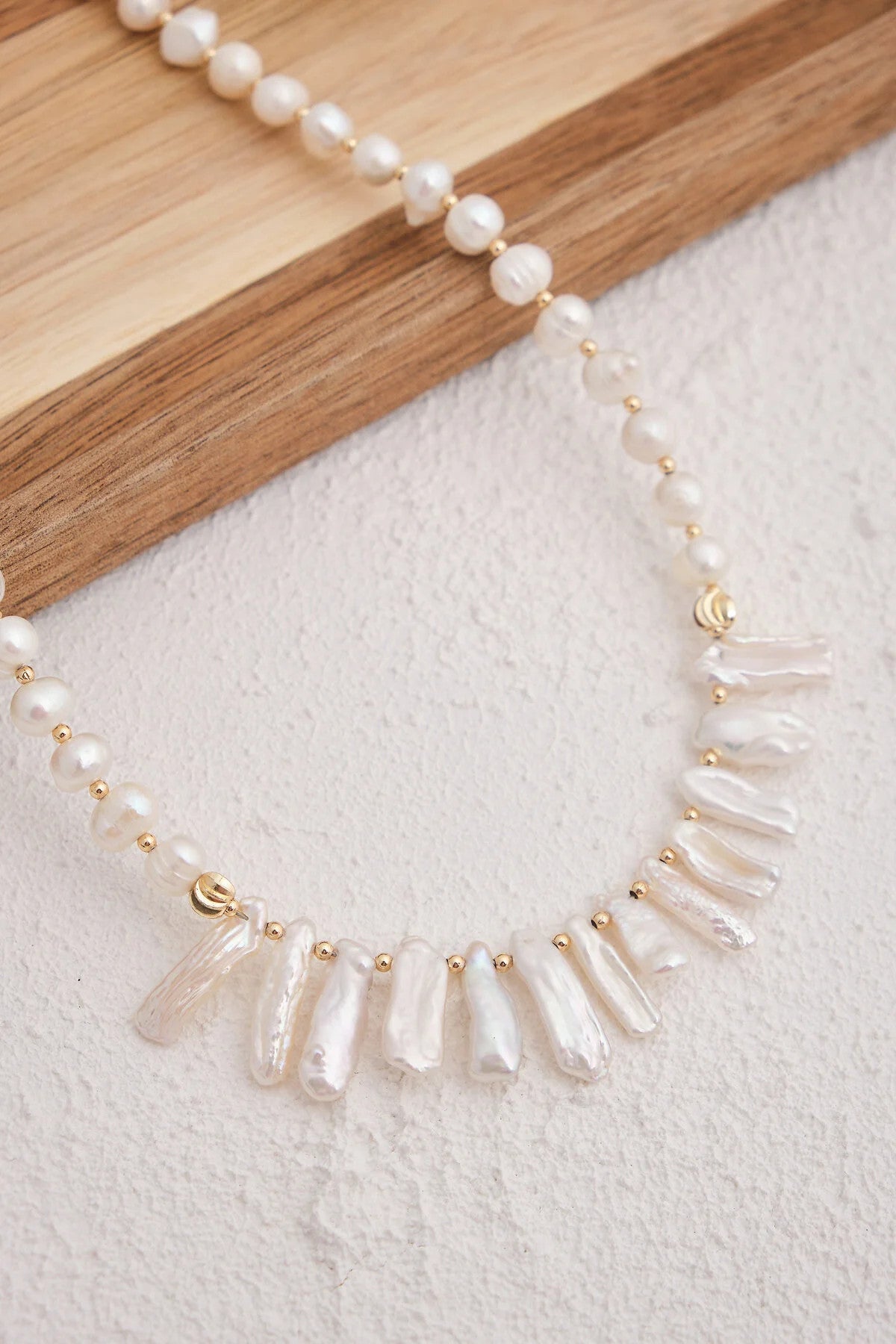 İnci Doğal Taş Kolye Model İnci Kolye 40cm+5cm