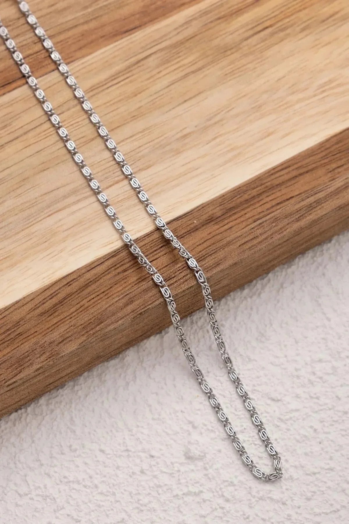 Çelik Ataç Salyangoz Erkek Zincir Kolye 2mm Kararmaz