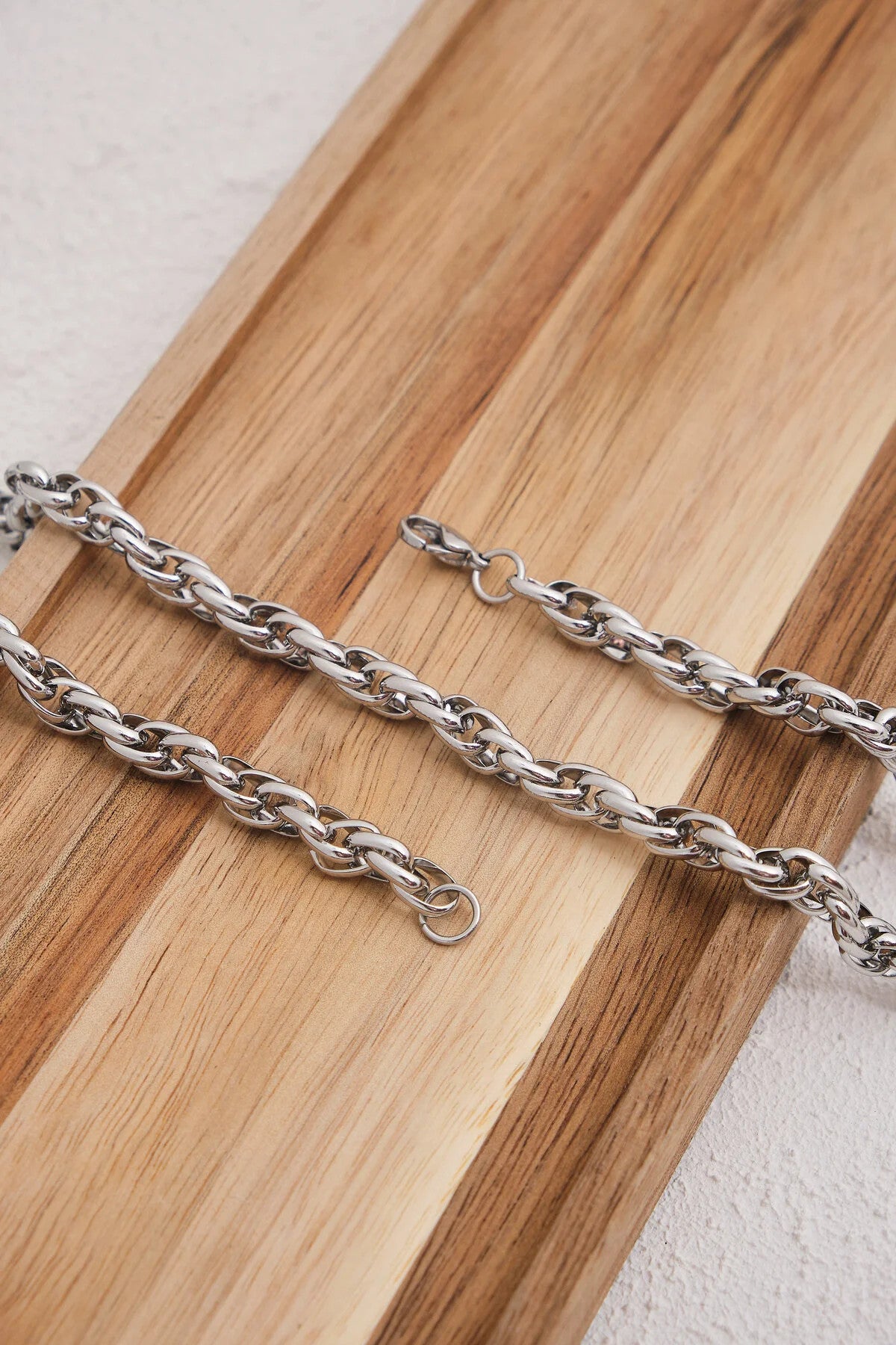 Çelik Burgu Zincir Kolye Büyük Geçmeli Kolye 5mm Kararmaz