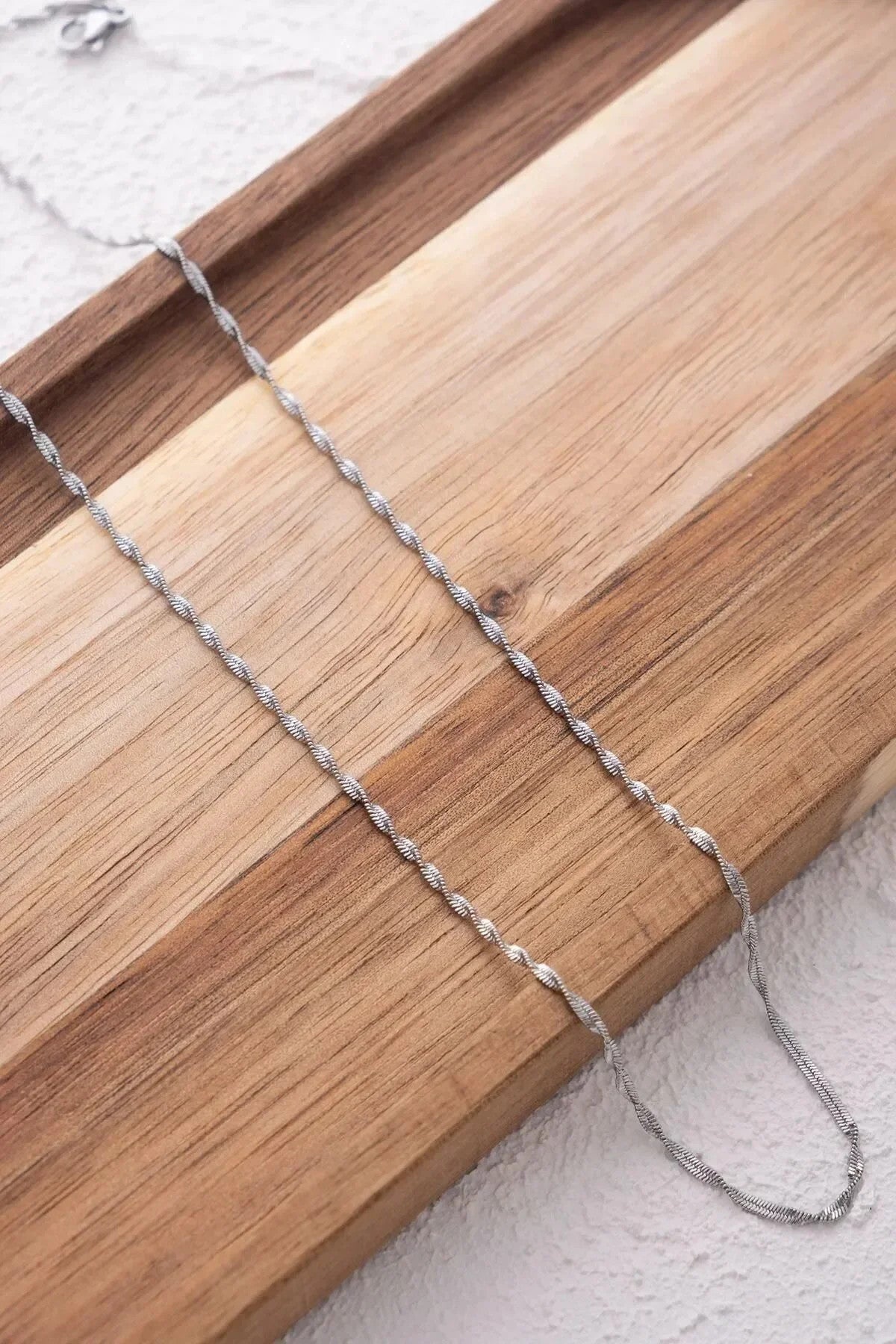 Çelik Burgu Erkek Zincir Kolye 1mm Kararmaz 60cm