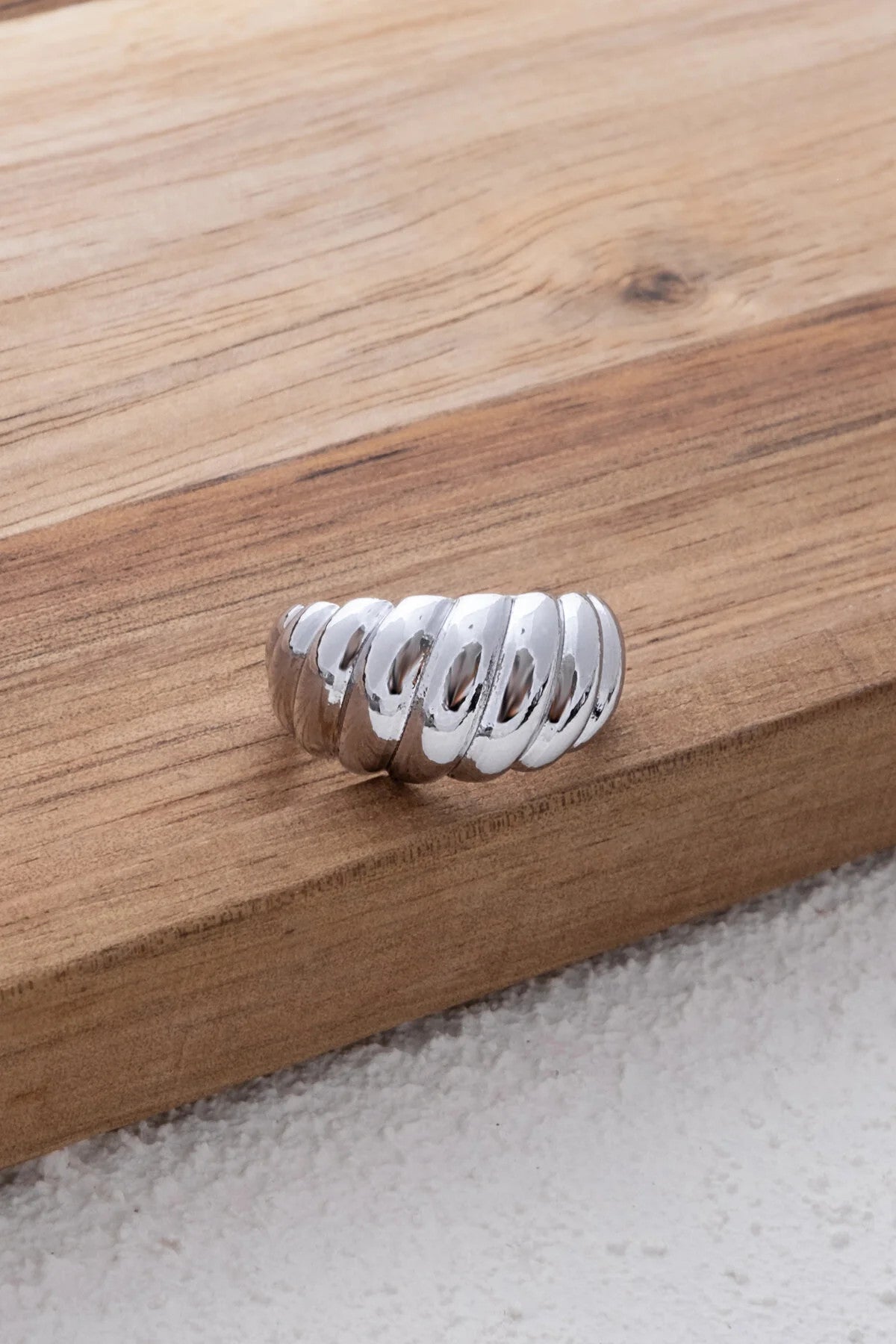 Burgu Yüzük Kalın Bombeli Plaka Free Size Ayarlanabilir