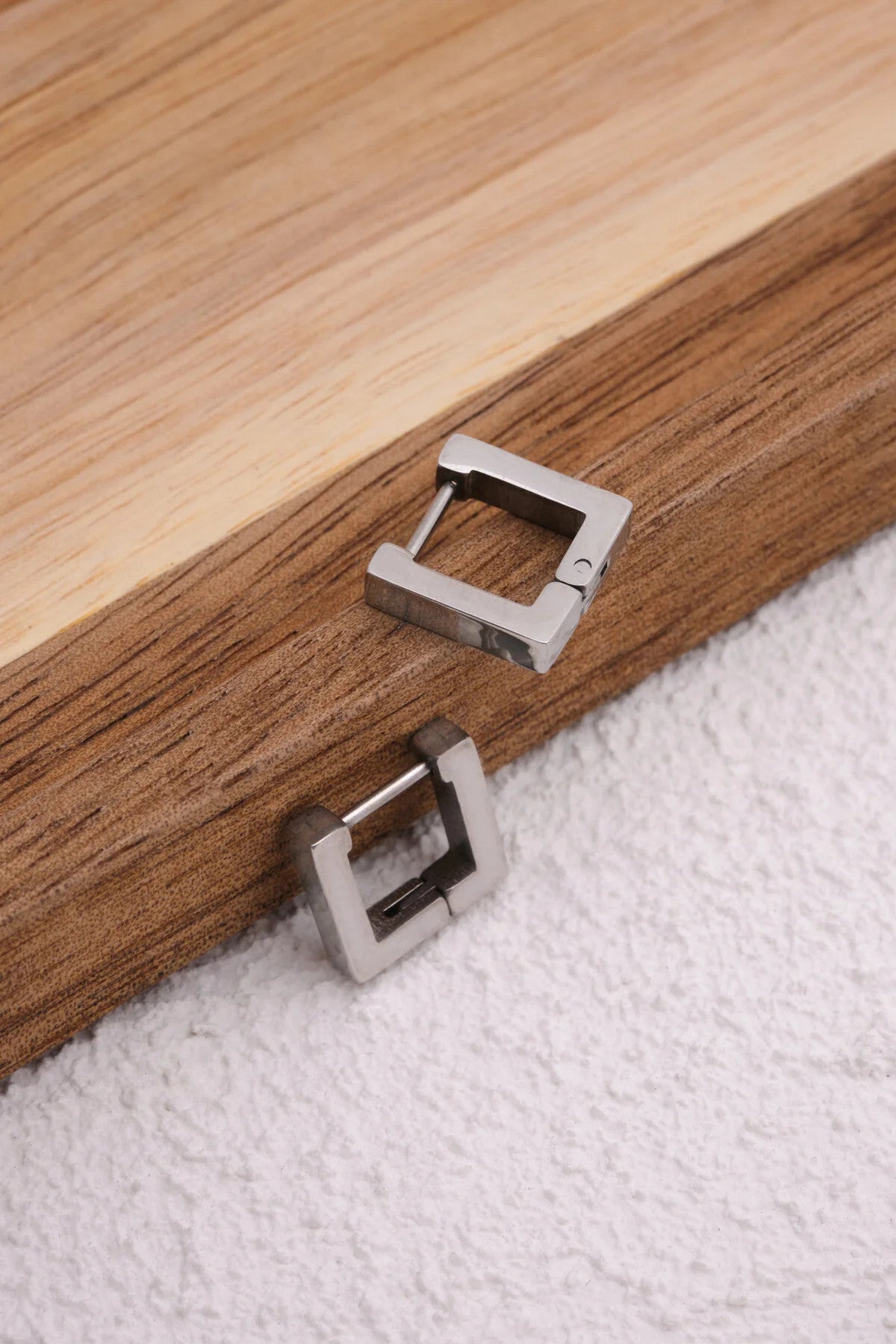 Çelik Kare Küpe Kararmaz Plaka Minimal 1.2cm Günlük Kullanıma Uygun