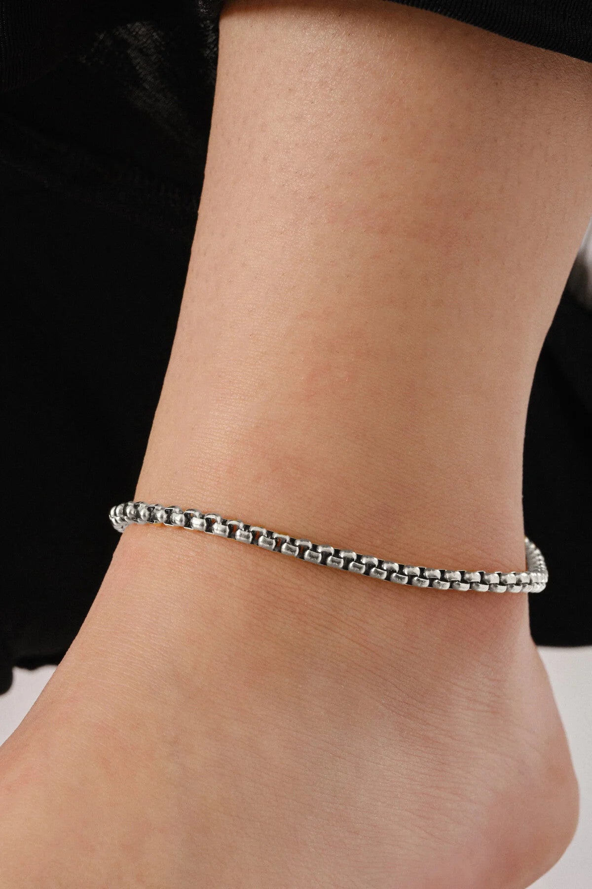 Çelik Top Zincir Halhal Günlük Kullanıma Uygun Yuvarlak Halka Zincir Halhal 3mm 22cm 3cm