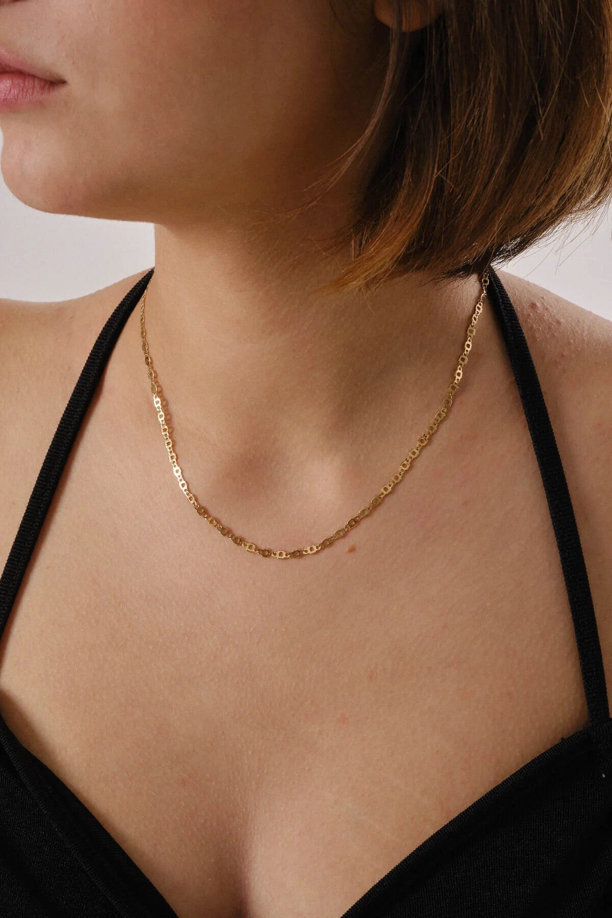 Çelik Pullu Plaka Kalp Zincir Kolye Altıgen Kalpli Kolye Minimal Kararmaz 3mm