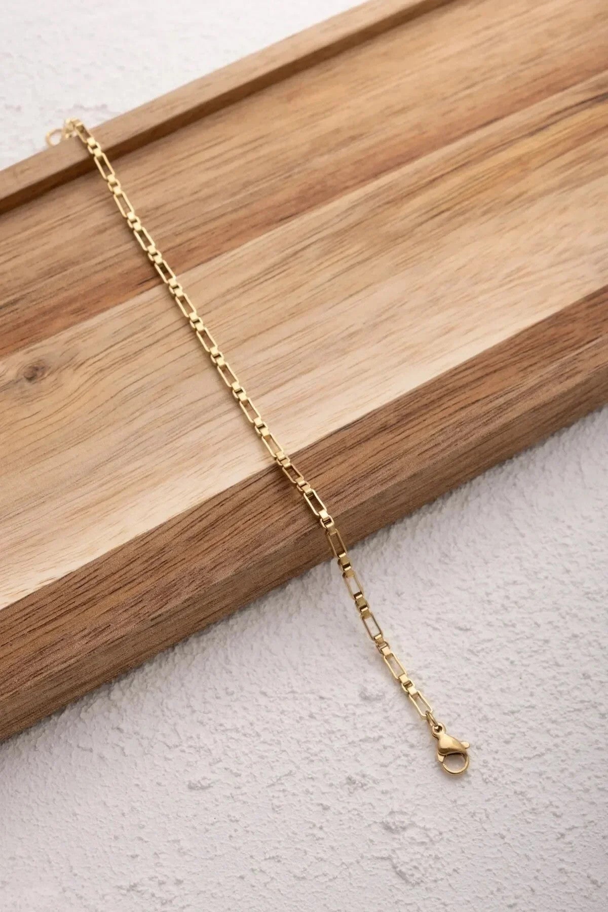 Çelik Dikdörtgen Kare Erkek Bileklik 2mm Kararmaz 20cm