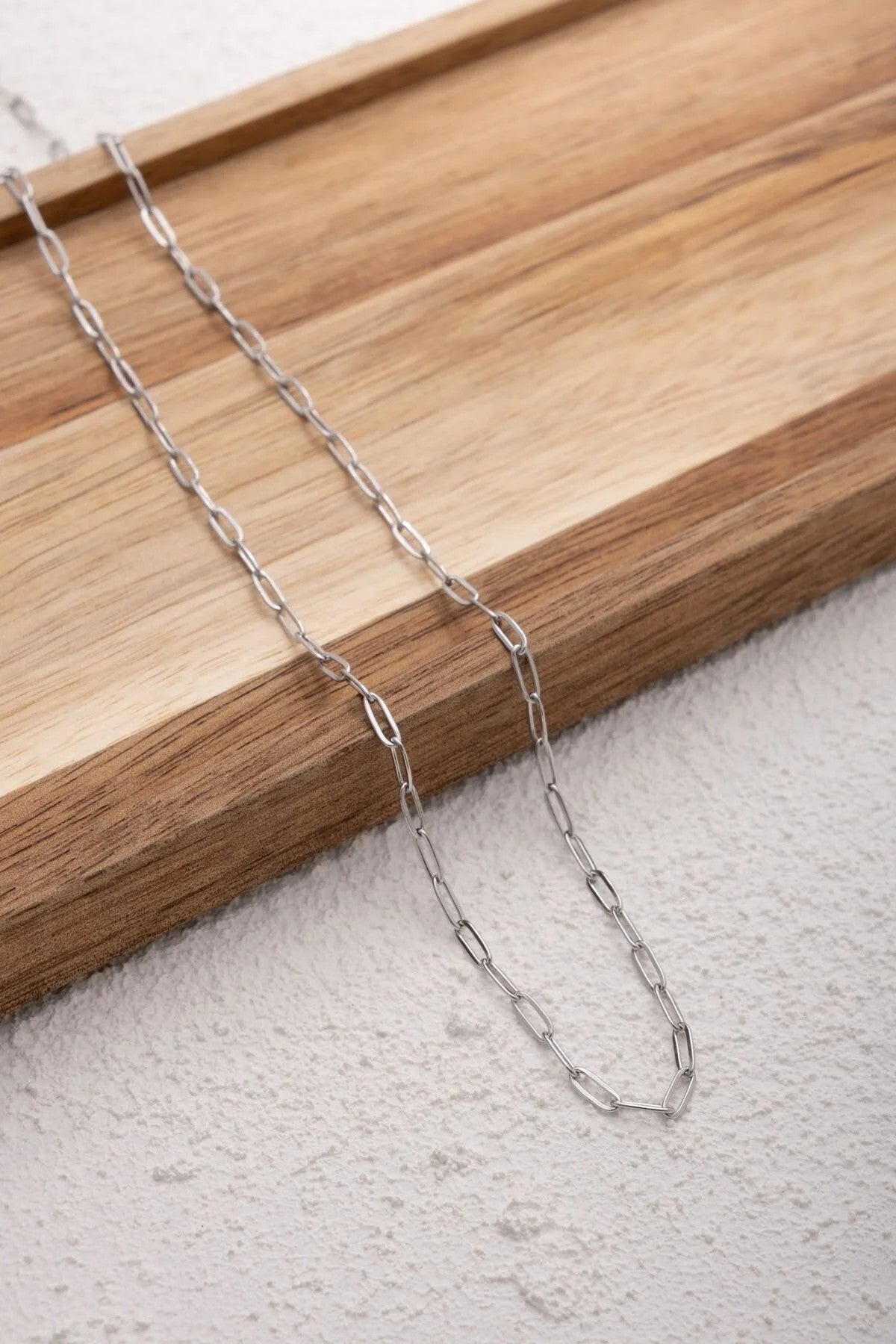 Çelik Ataç Oval Halka Zincir Kolye Günlük Kullanıma Uygun Kararmaz Kablo Zincir Kolye 2mm