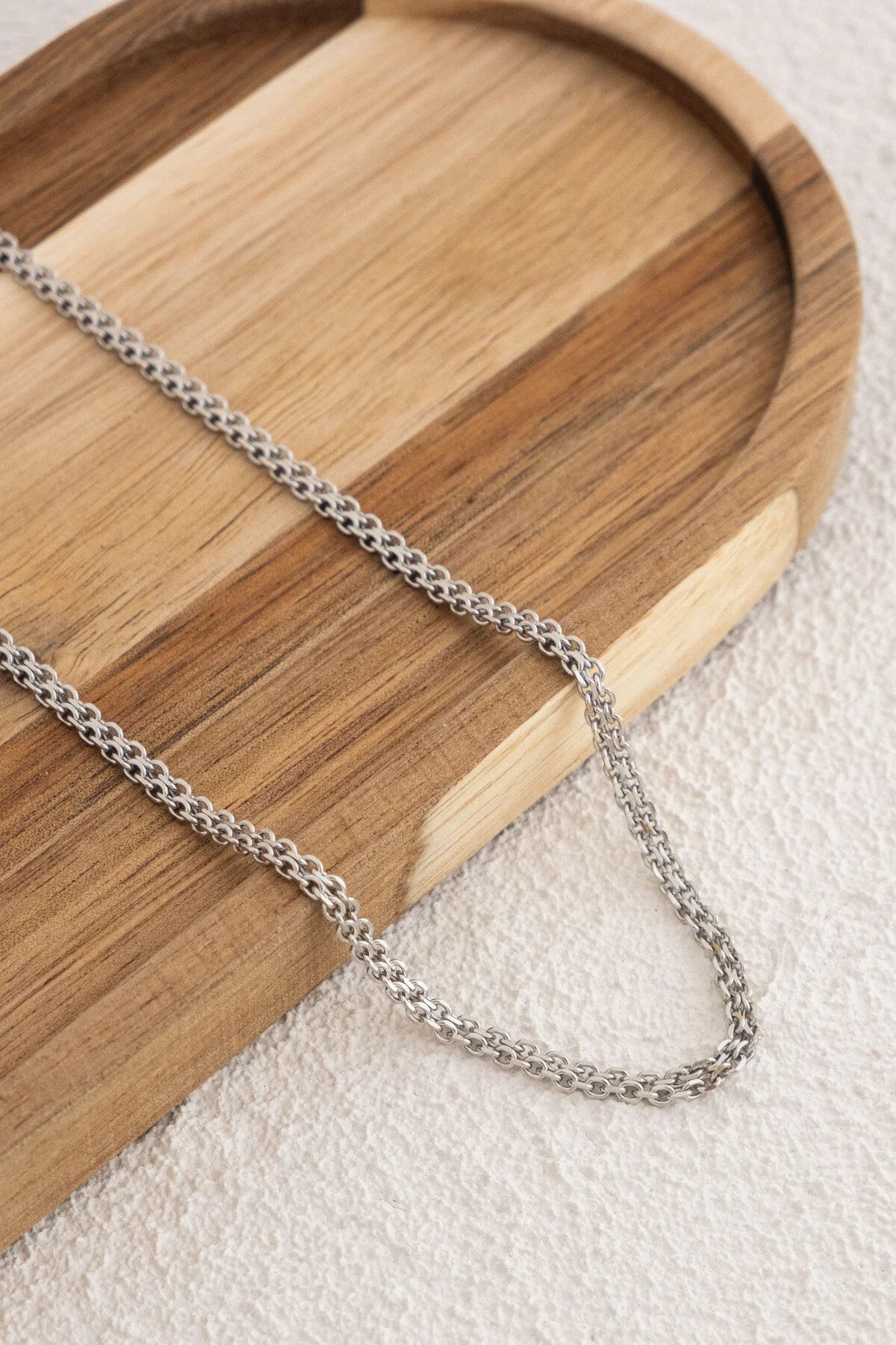 Çelik Örme Erkek Zincir Kolye Forse Zincir 3mm Kararmaz