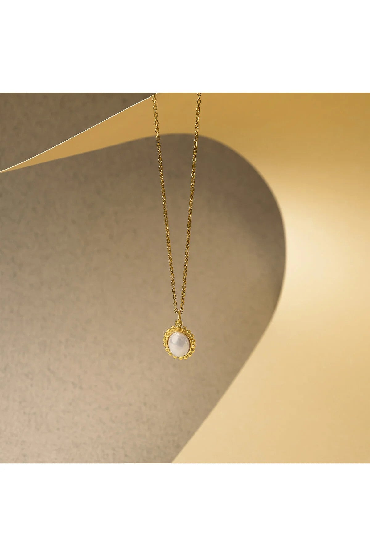 Çelik İnci Taş Kolye Kararmaz Minimal Zarif İnci Kolye