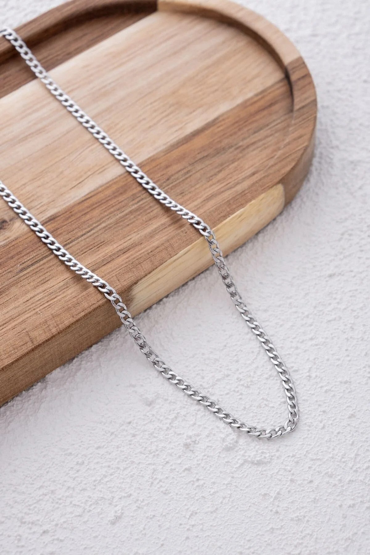 Çelik İnce Gurmet Zincir Kolye Kararmaz 3mm Unisex