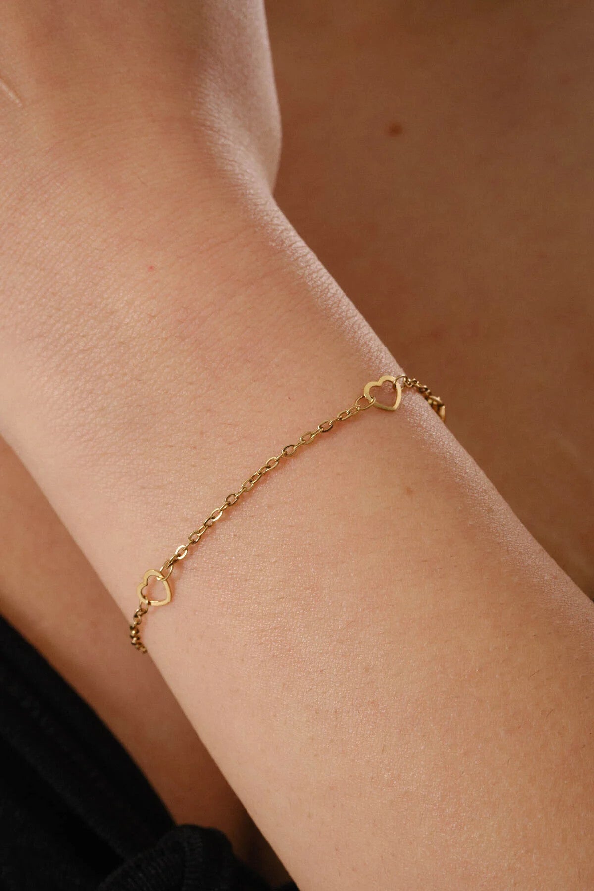 Çelik Kalpli Bileklik İnce Bileklik Klasik Zincir Kalpli 1mm Zarif Minimal 18cm-21cm