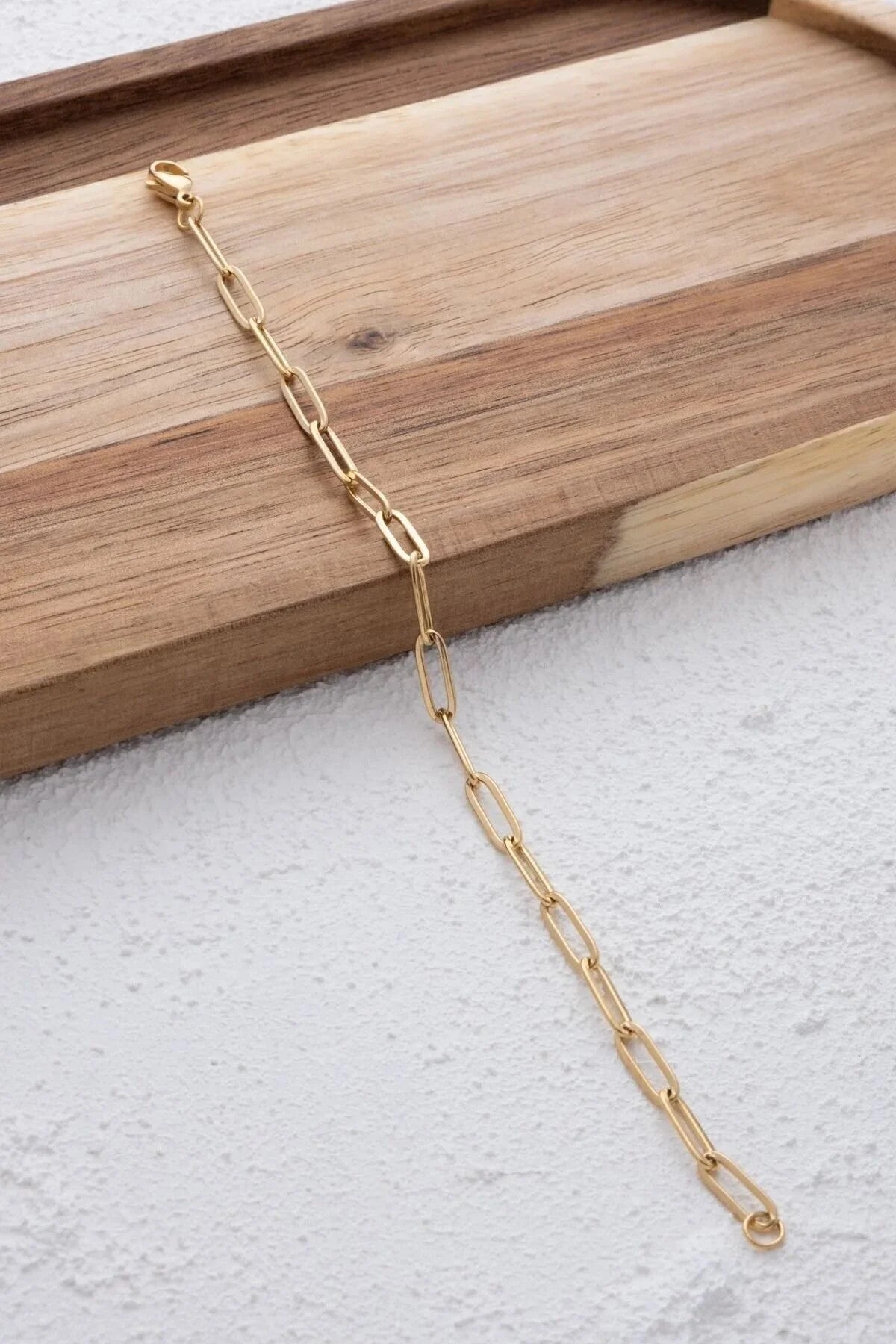 Çelik Ataç Erkek Zincir Bileklik 4mm Kararmaz 20cm