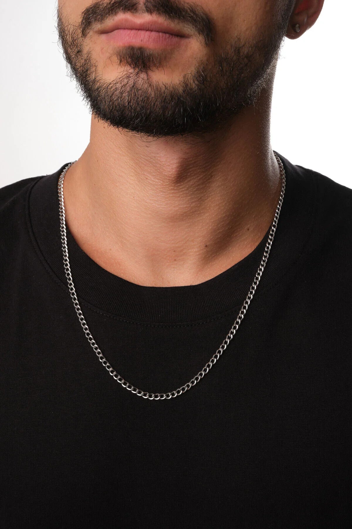 Çelik Kalın Forse Erkek Zincir Kolye 4mm Kararmaz