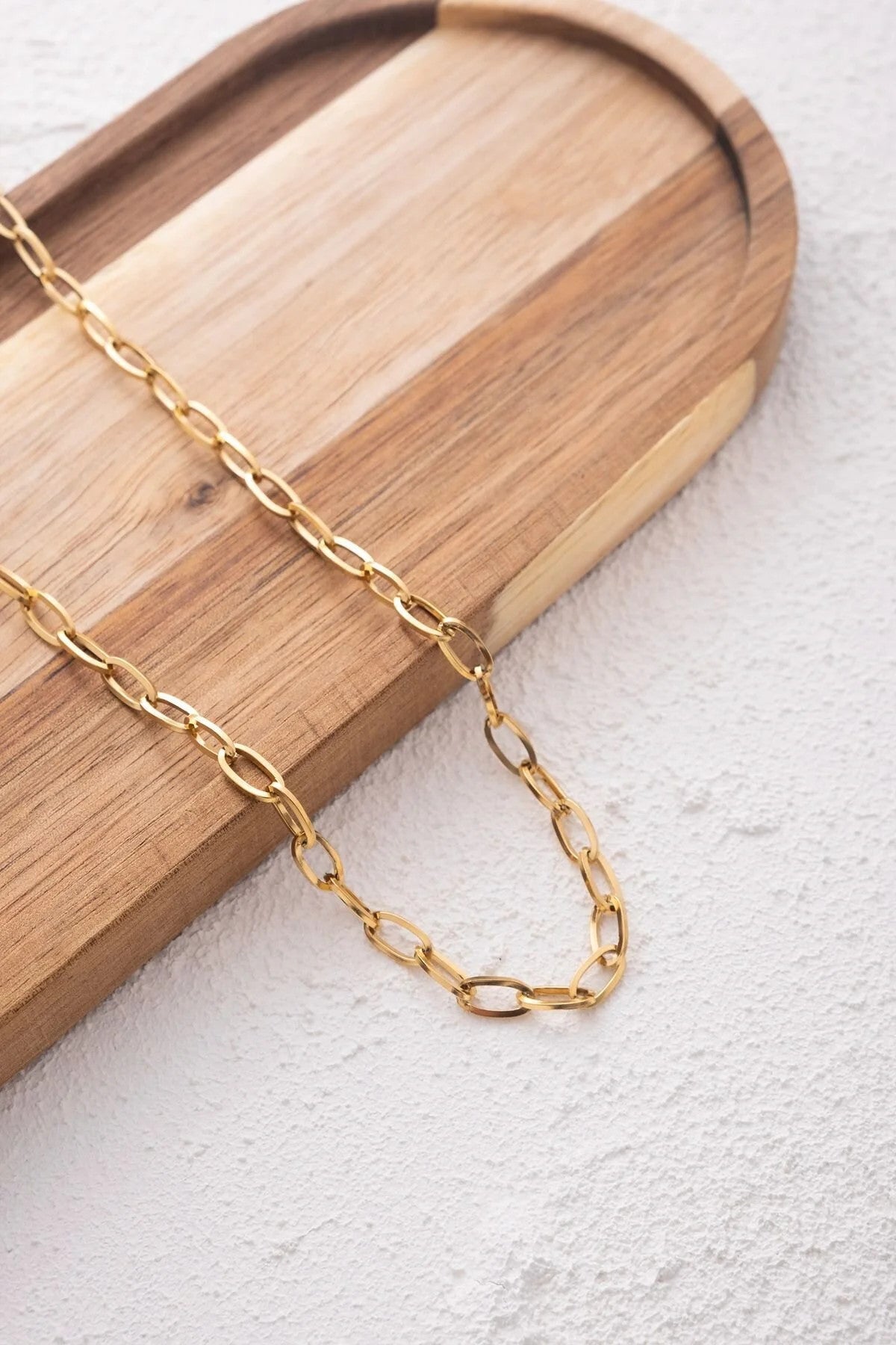 Çelik Ataç Oval Zincir Kolye Kararmaz 5mm Kişiselleştirilebilir Zincir Boy Seçenekleriyle