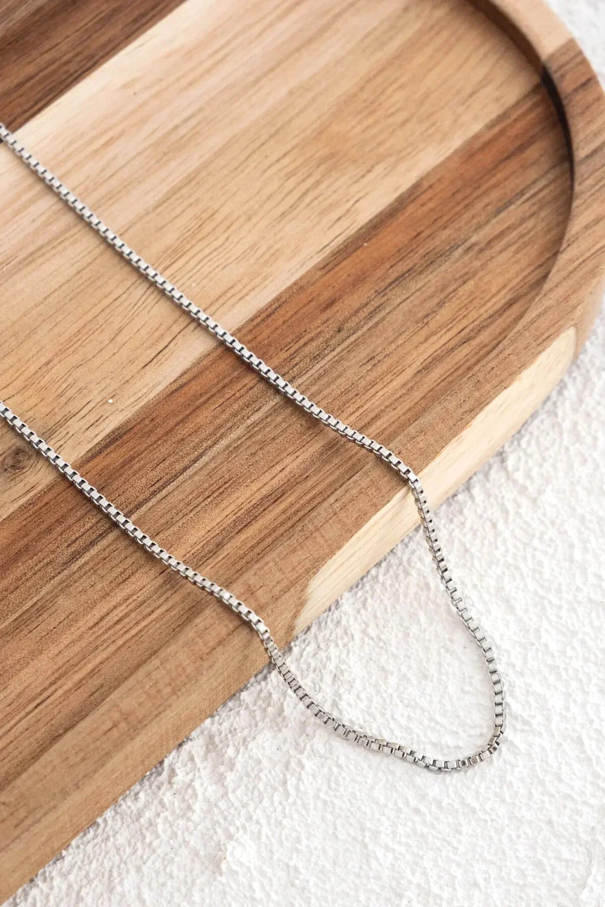 Çelik Kutu Kare Zincir Erkek Kolye 1mm Kararmaz