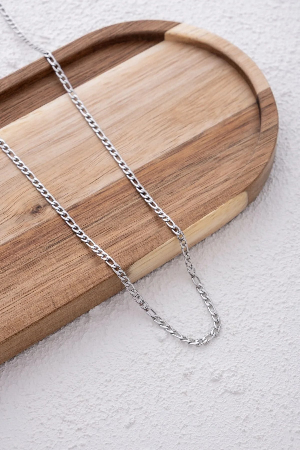 Çelik İnce Figaro Zincir Kolye Kararmaz 3mm Unisex