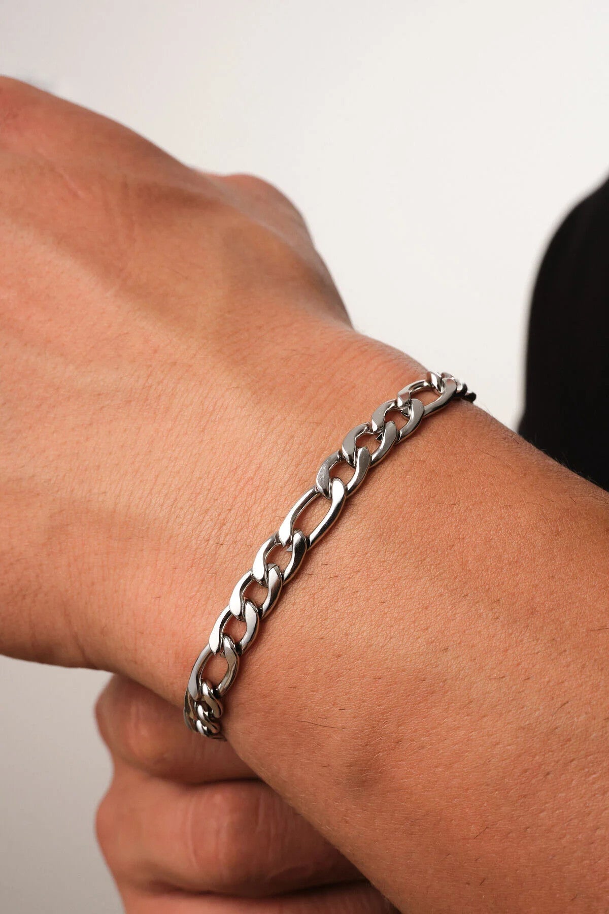 Çelik Figaro Erkek Zincir Bileklik 6mm Kararmaz 20cm