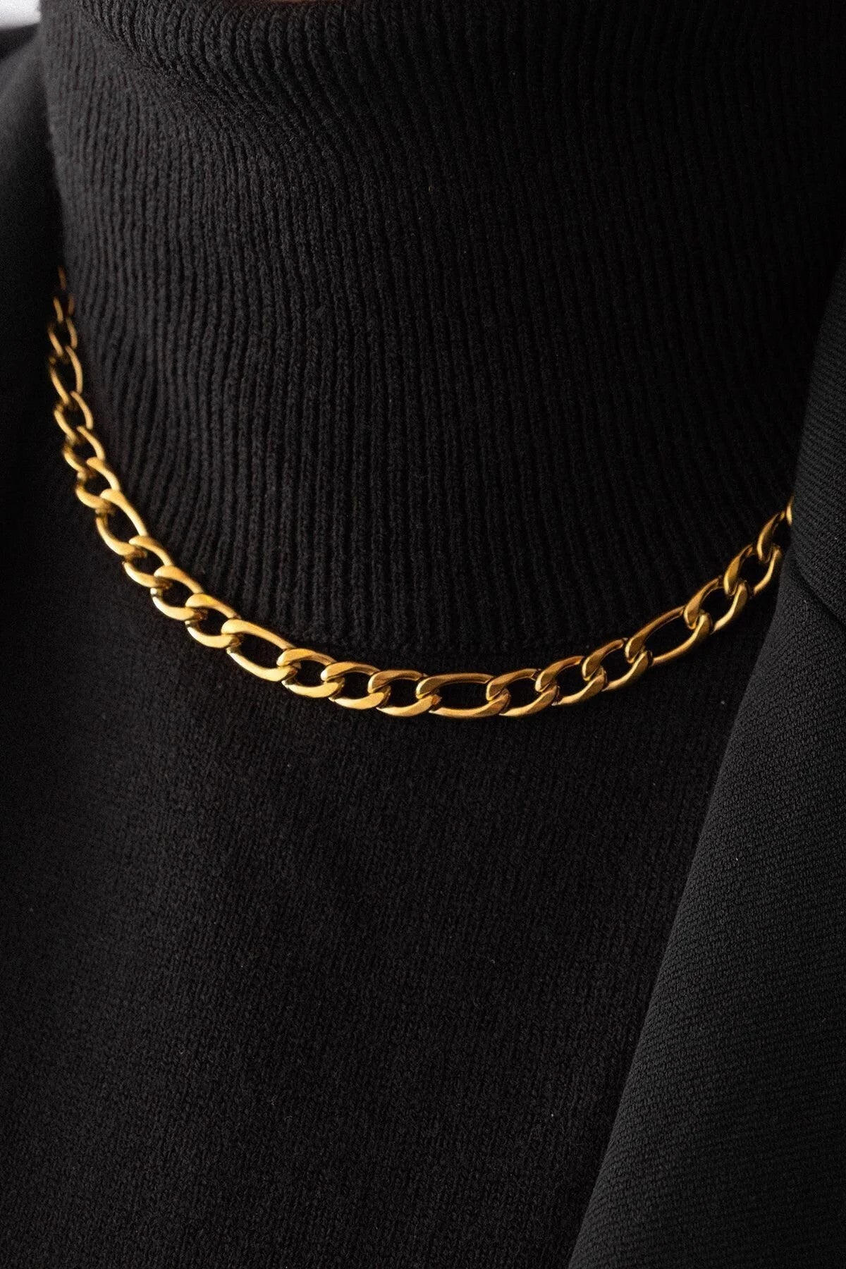 Çelik Figaro Zincir Kolye Kararmaz 6mm Kalın Figaro Kolye Unisex Ayarlanabilir Boy