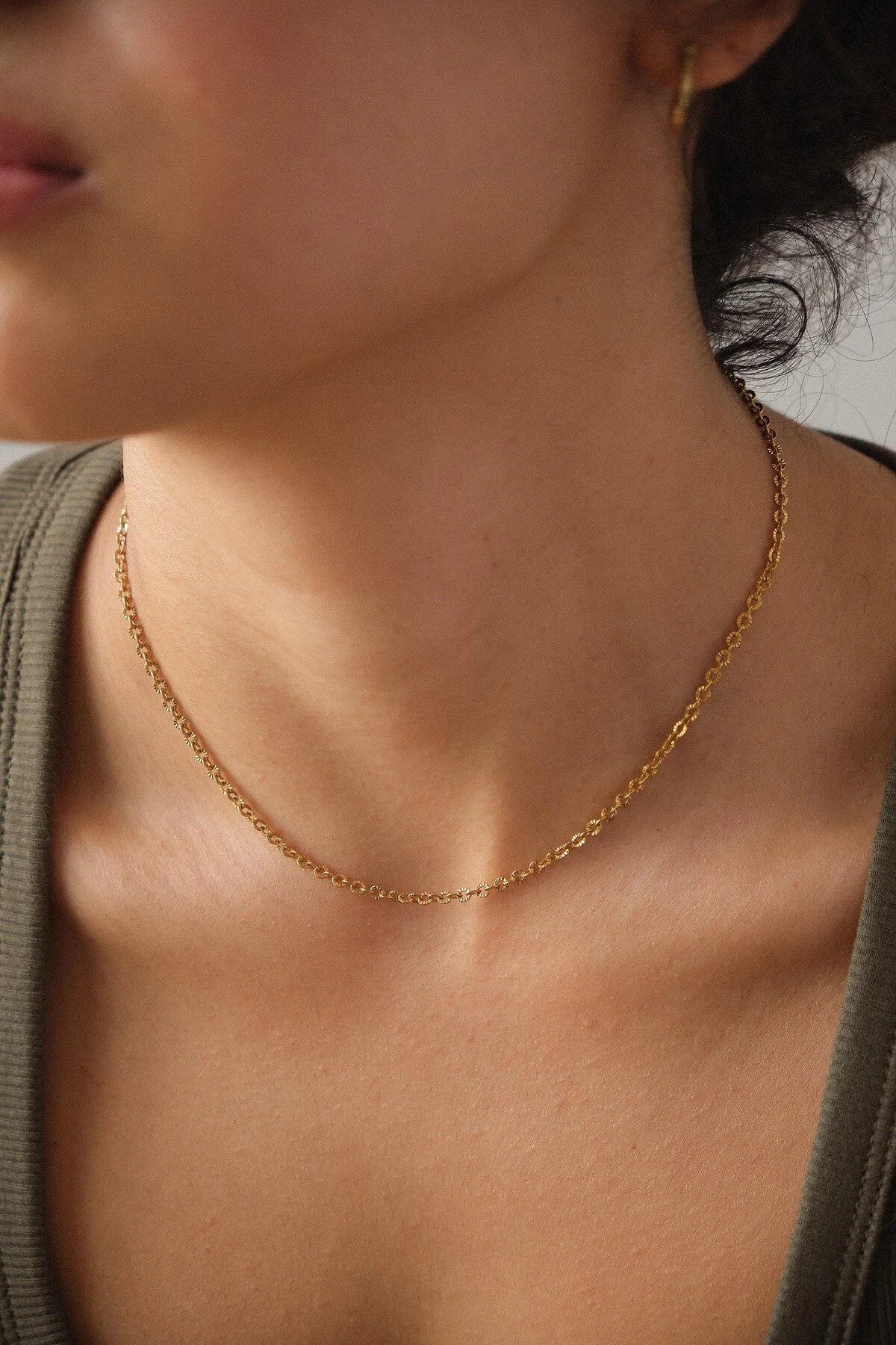 Çelik Halat Çizgili Zincir Kolye Klasik Forse Işlemeli Zincir 2mm Zarif Minimal Ayarlanabilir Boy