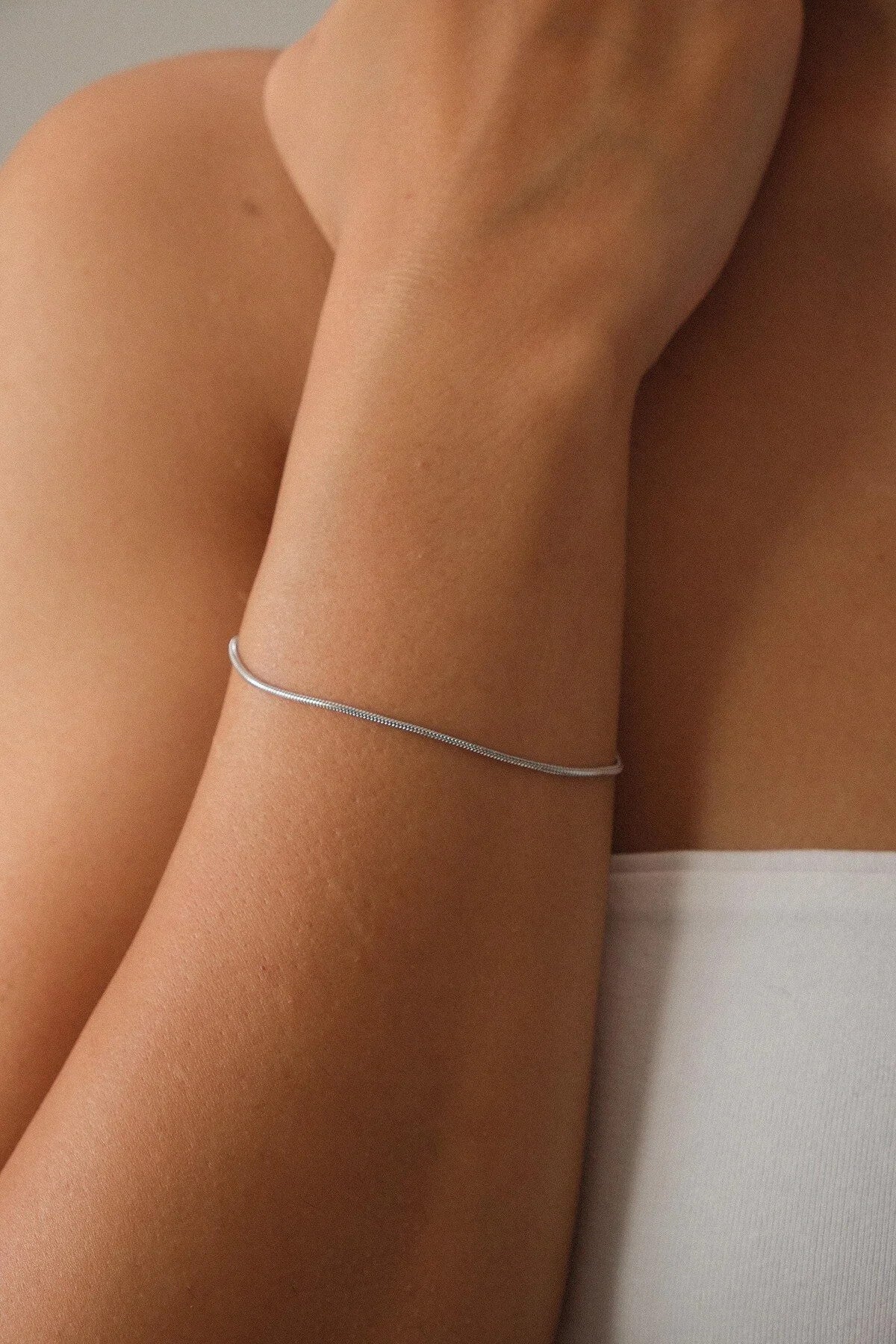 Çelik İnce Yuvarlak İtalyan Zincir Bileklik 1mm Kararmaz Günlük Kullanıma Uygun 17+6cm