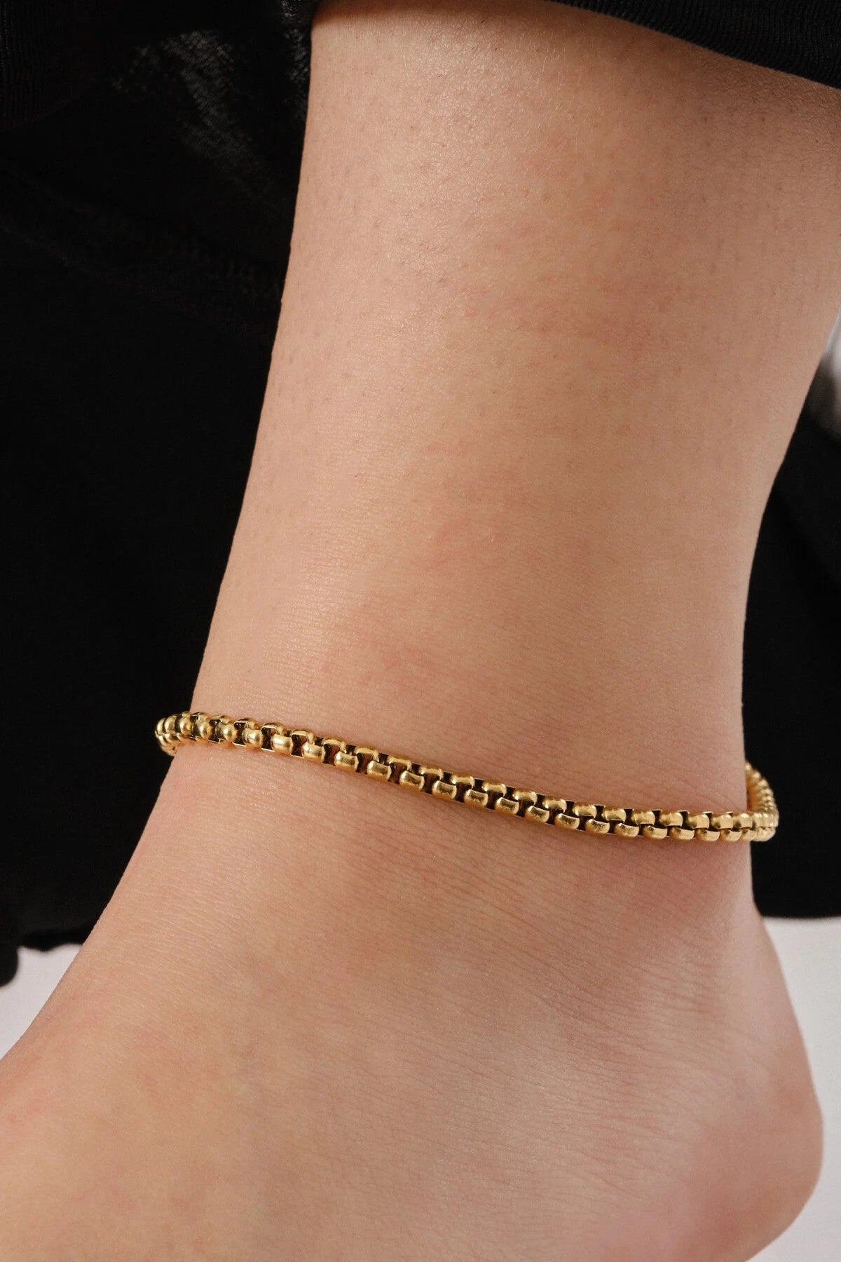 Çelik Top Zincir Halhal Günlük Kullanıma Uygun Yuvarlak Halka Zincir Halhal 3mm 22cm 3cm