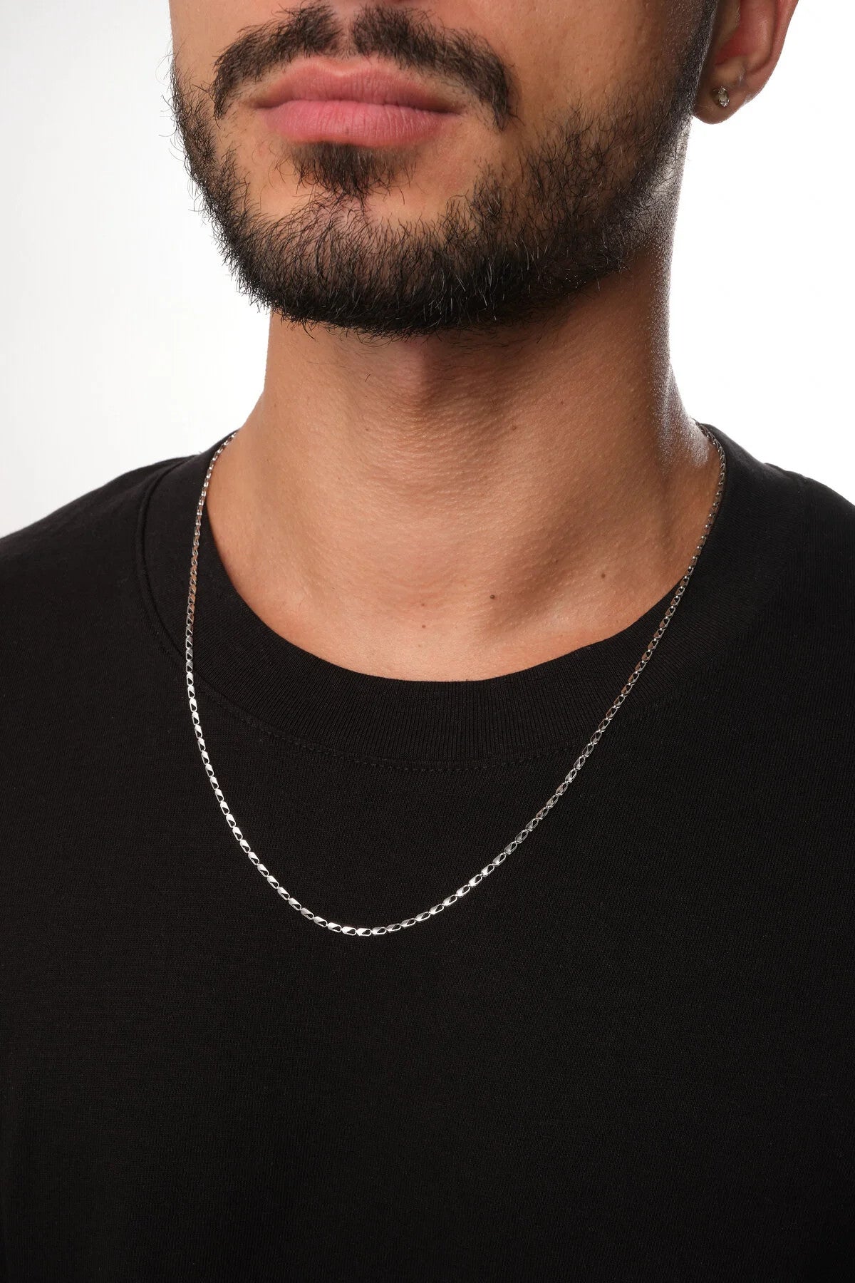 Çelik Papağan Erkek Zincir Kolye 2mm Kararmaz