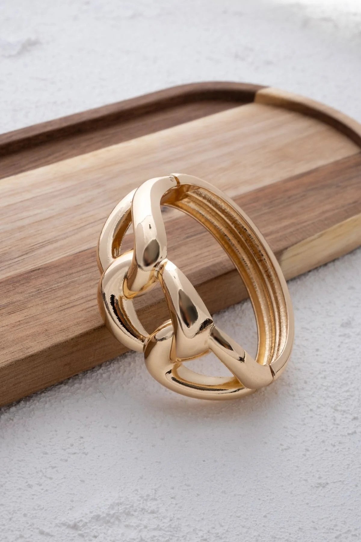 Büyük Kalın Zincir Modelli Kelepçe Bileklik Altın Kaplama 17cm