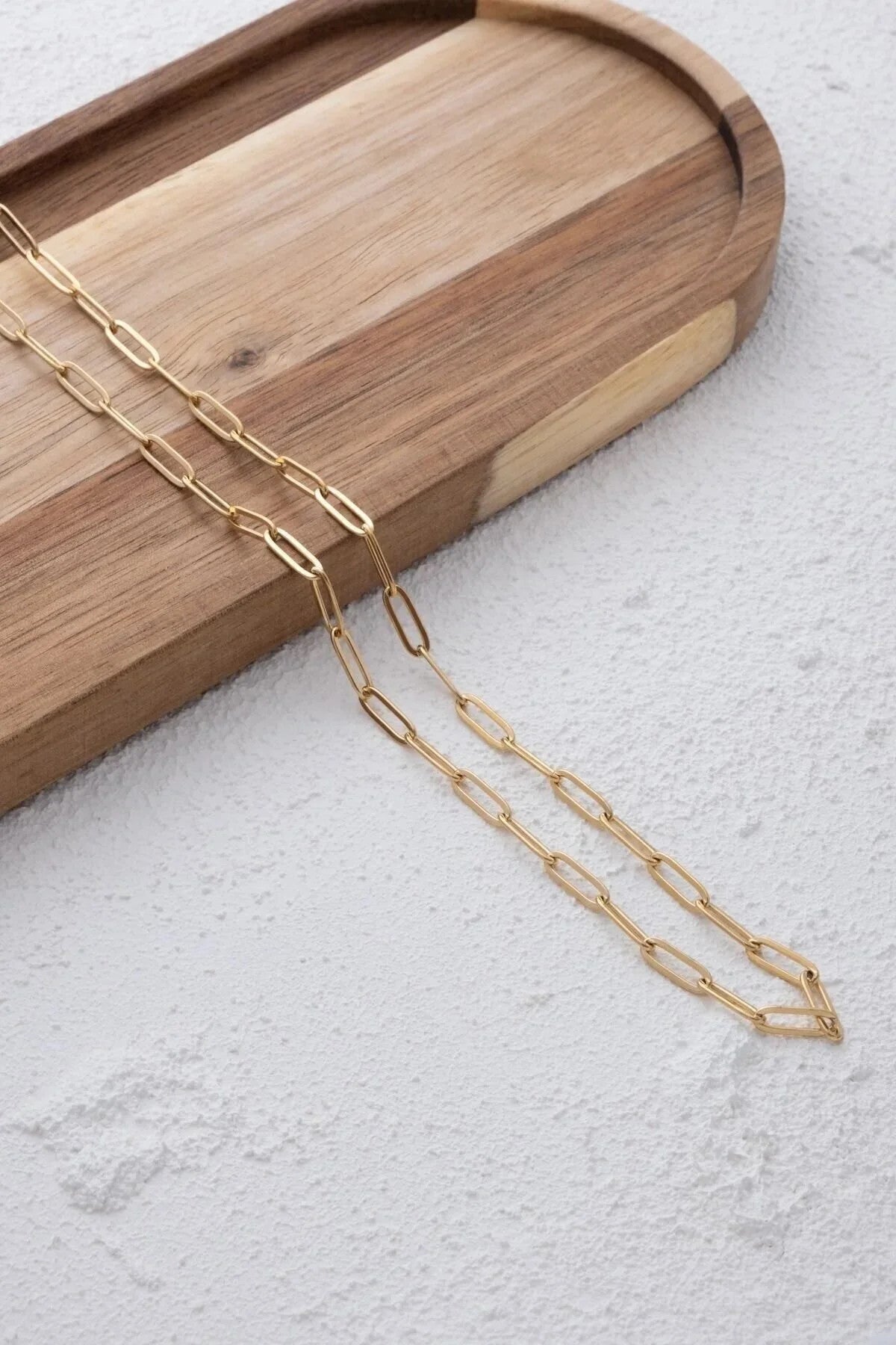 Çelik Ataç Oval Erkek Zincir Kolye 4mm Kararmaz