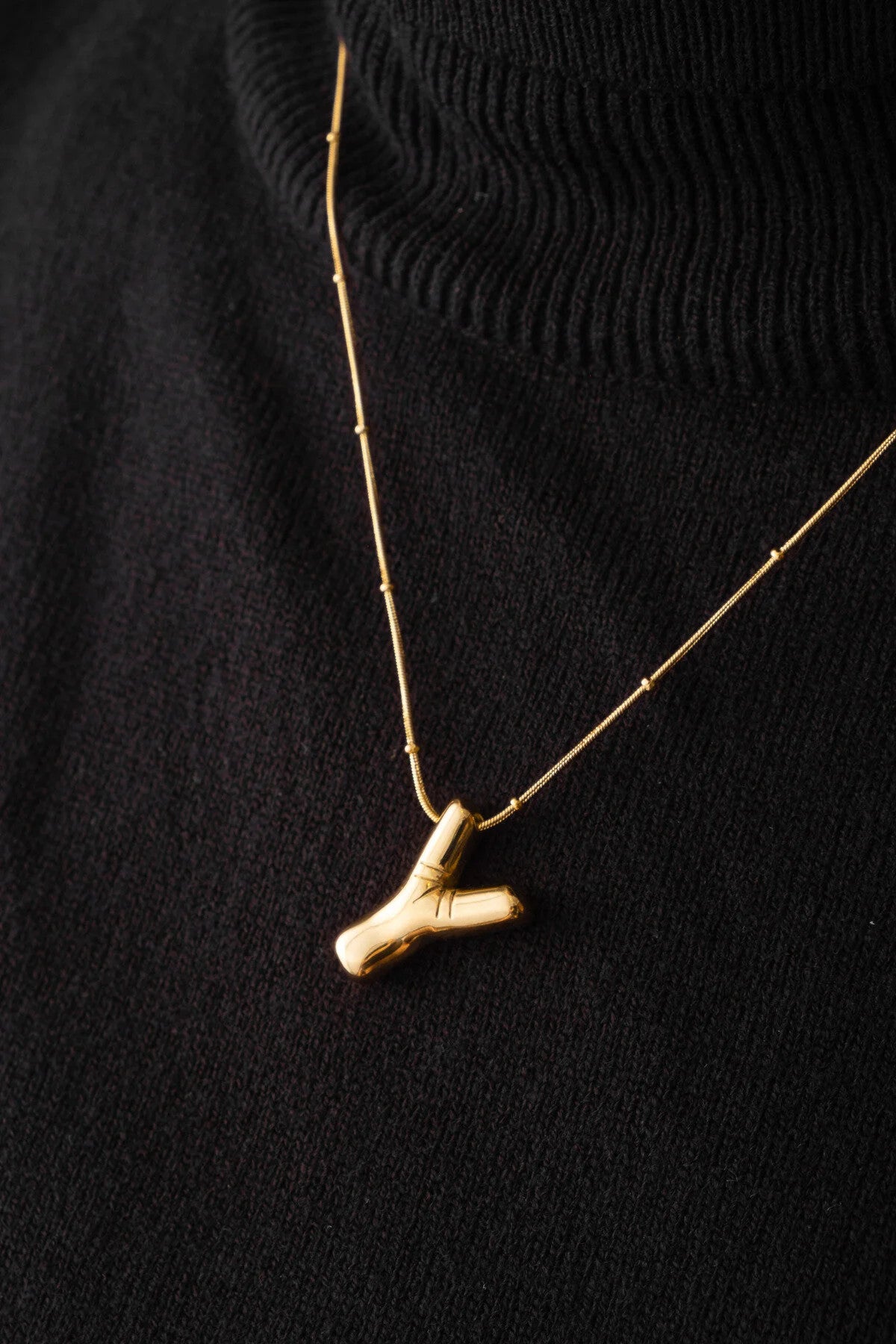 Çelik Harfli "Y" Bubble Balon Kolye Balık Sırtı Toplu Zincir Y Harfi 45cm