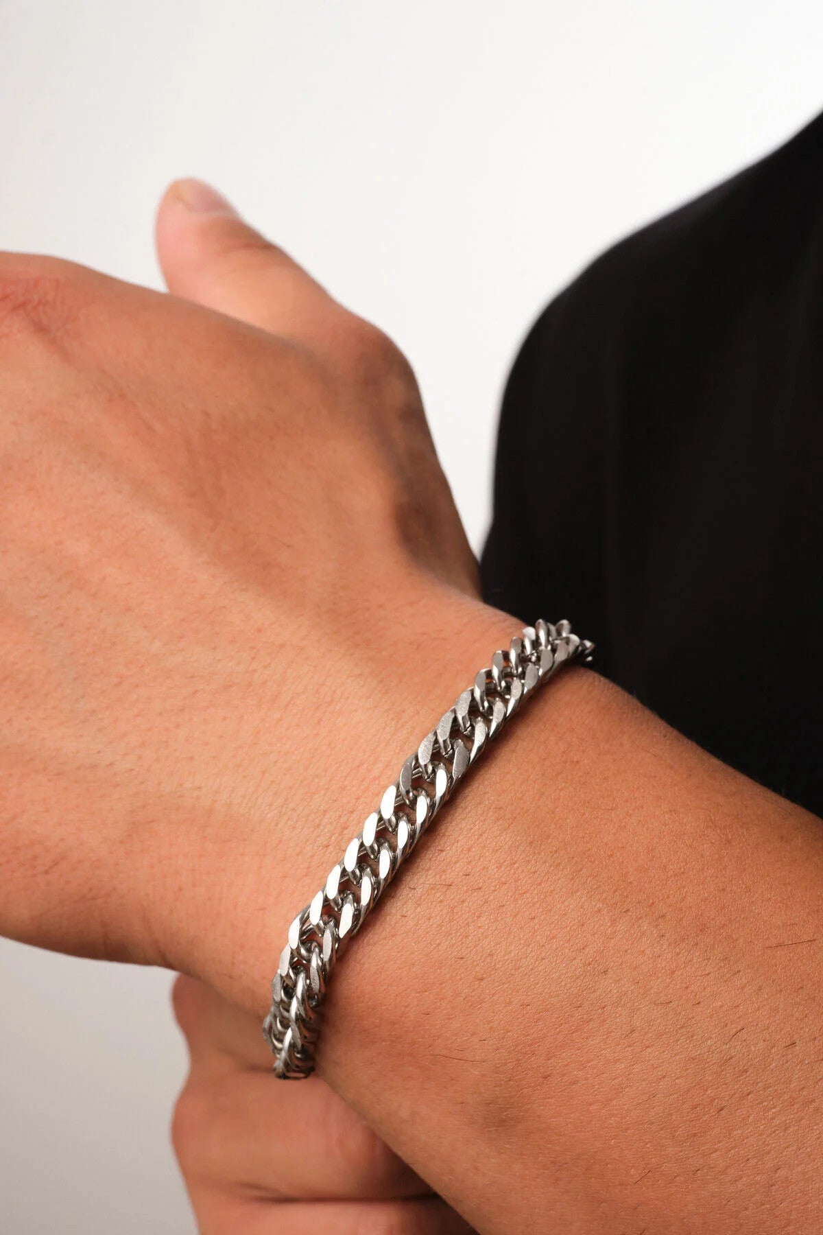 Çelik Almak Gurmet Erkek Zincir Bileklik 6mm Kararmaz 20cm