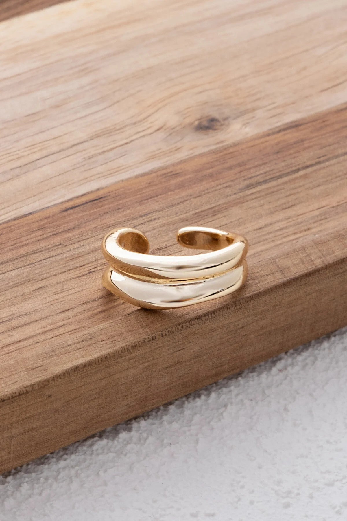 Dalga Model Yüzük Çift Sıralı Plakalı Free Size Ayarlamalı Ölçü