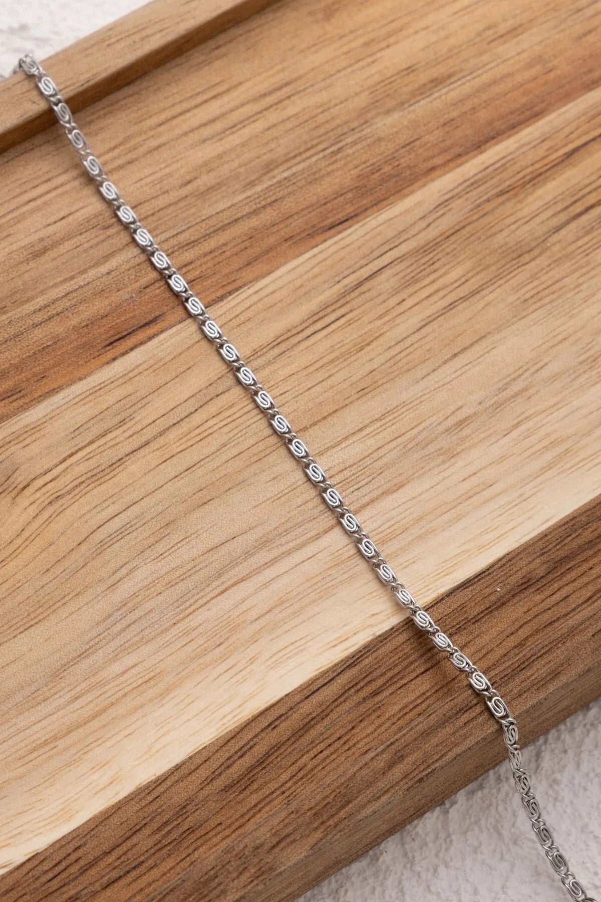 Çelik İnce Ataç Model Zincir Halhal Minimal Zincir Salyangoz Kararmaz 2mm 22+4cm